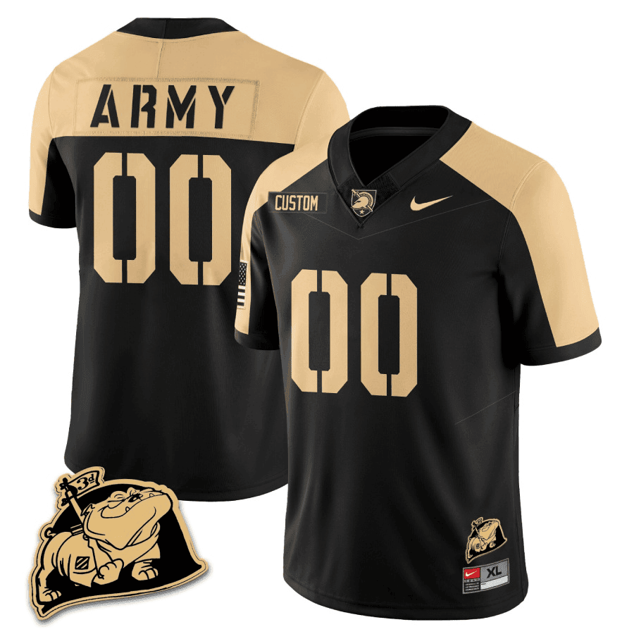Army Black Knights Rocky The Bulldog Patch Vapor Custom Jersey – All Stitched