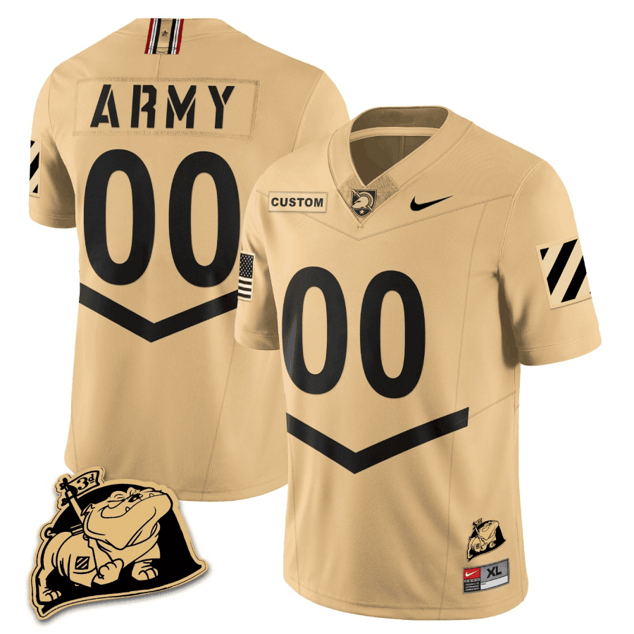 Army Black Knights Rocky The Bulldog Patch Vapor Custom Jersey – All Stitched