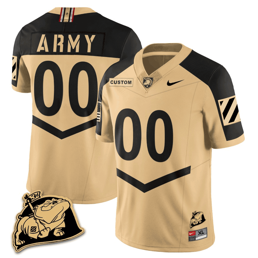 Army Black Knights Rocky The Bulldog Patch Vapor Custom Jersey – All Stitched