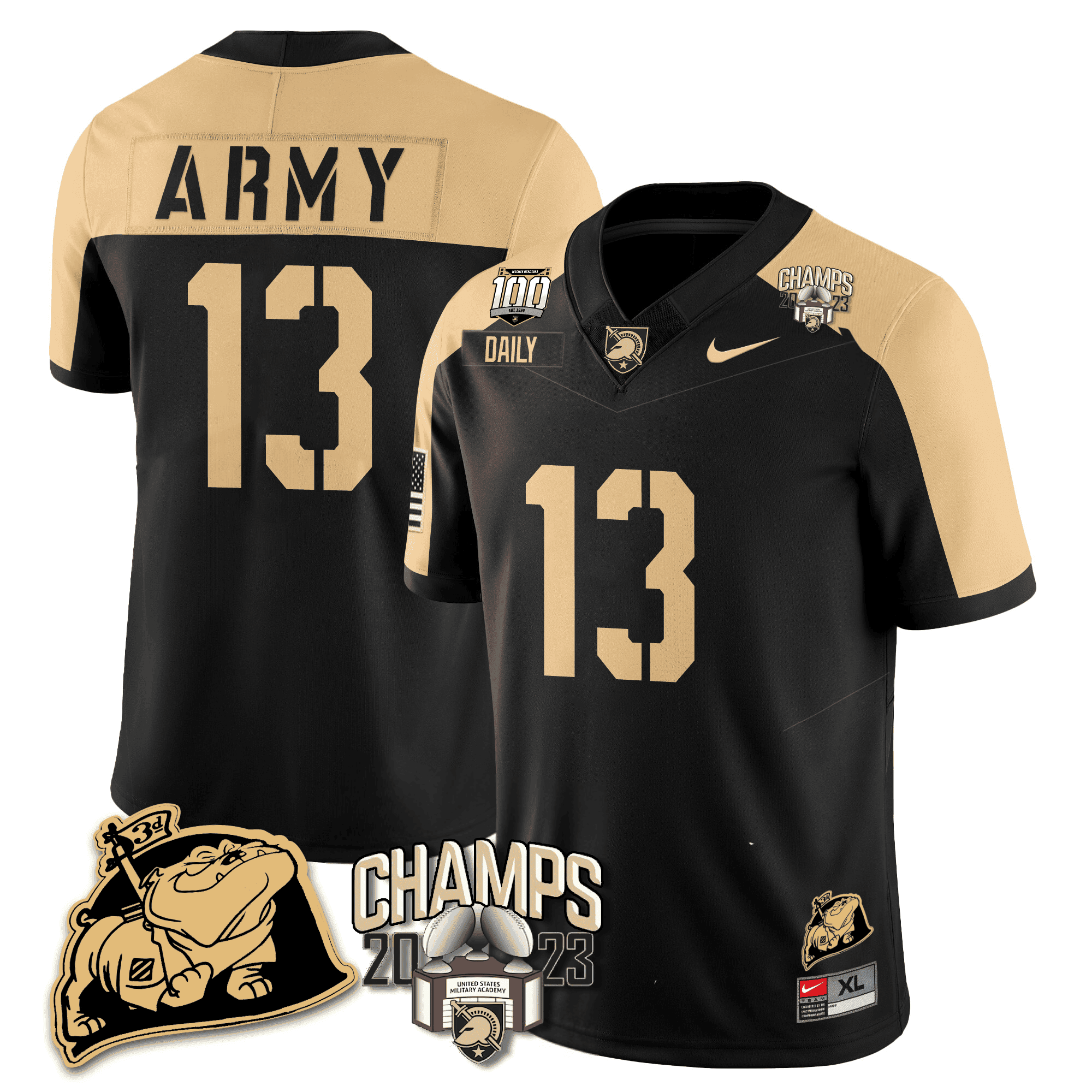 Men’s Army Black Knights 2023 CIC Trophy Champion Patch Jersey – All Stitched
