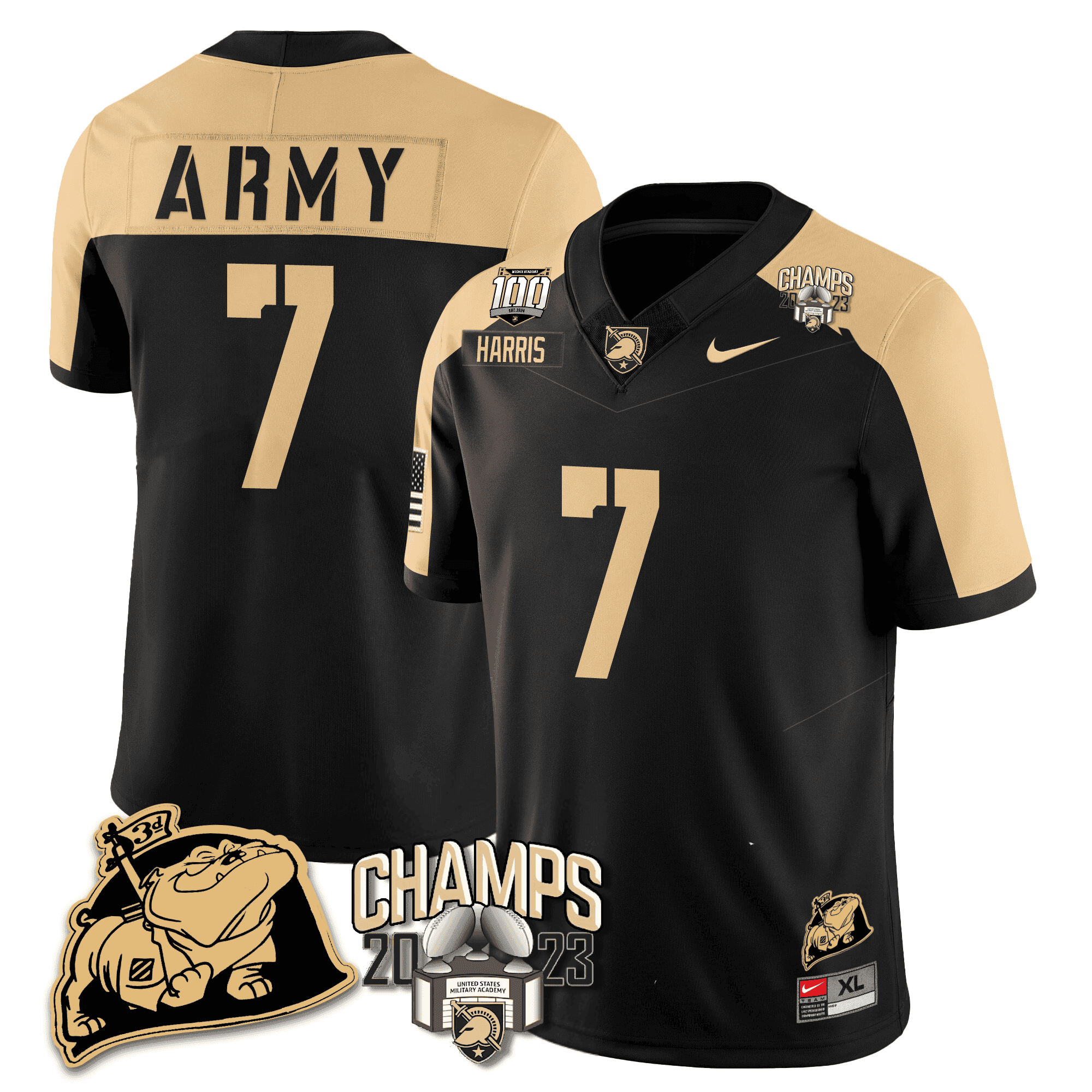 Men’s Army Black Knights 2023 CIC Trophy Champion Patch Jersey – All Stitched