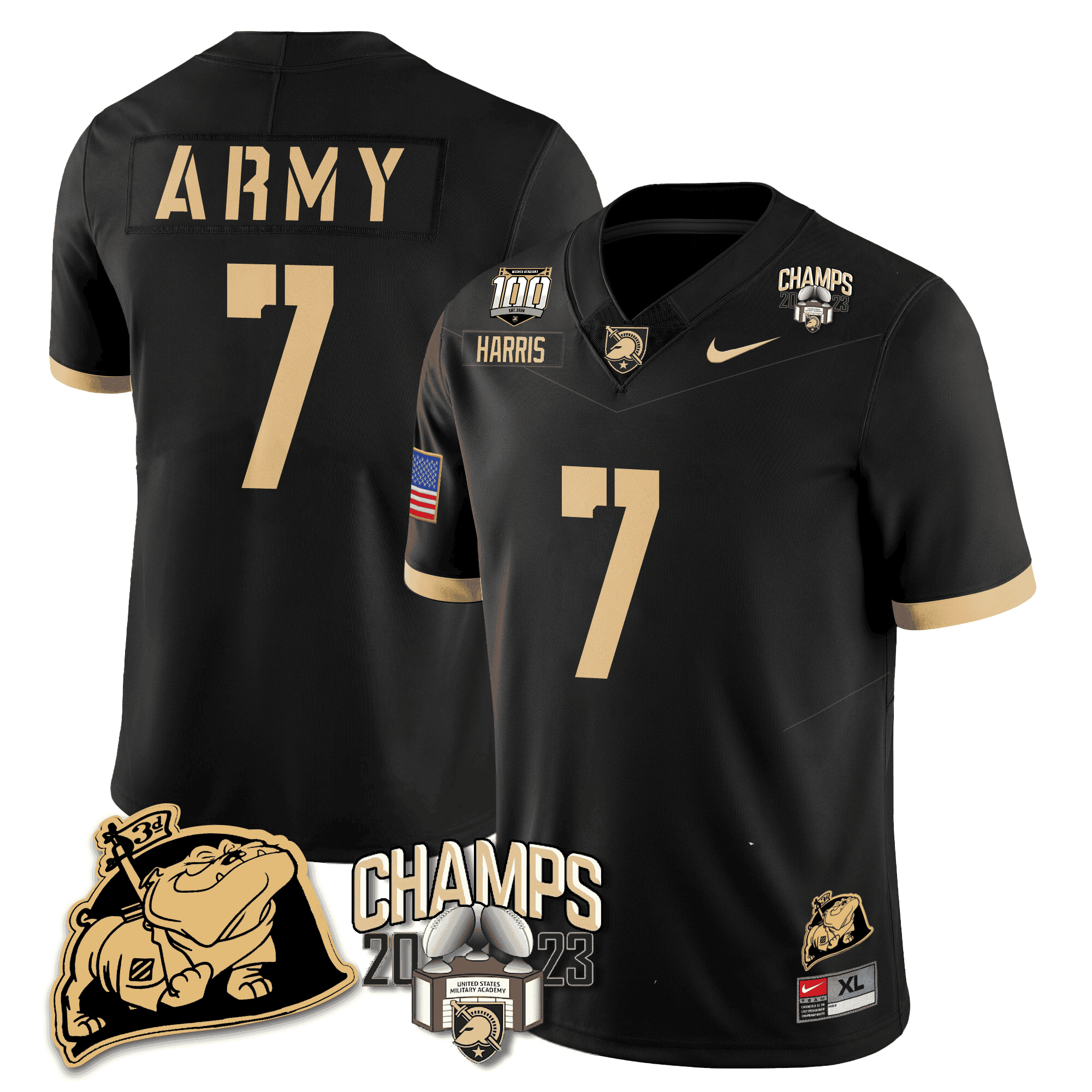 Men’s Army Black Knights 2023 CIC Trophy Champion Patch Jersey – All Stitched