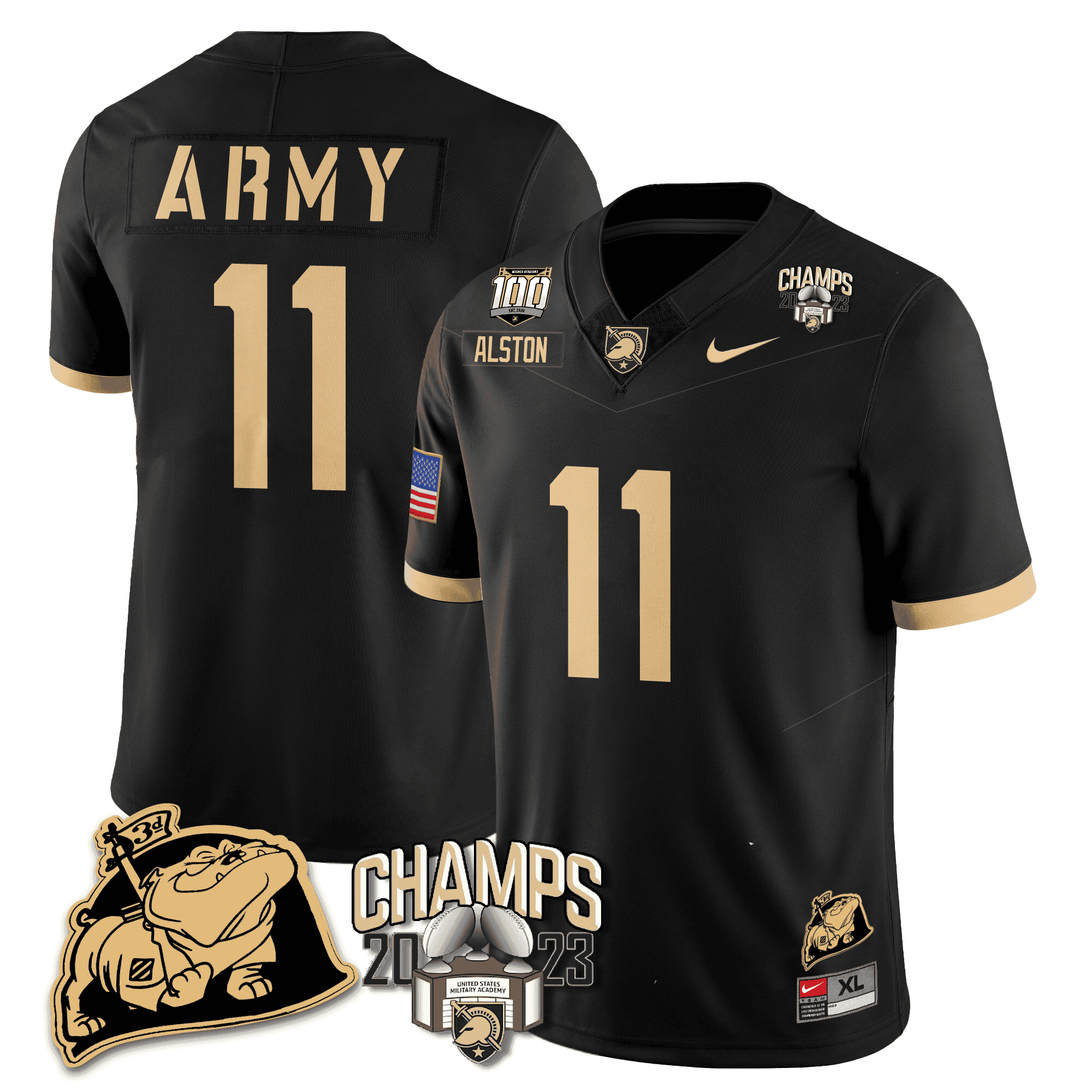 Men’s Army Black Knights 2023 CIC Trophy Champion Patch Jersey – All Stitched