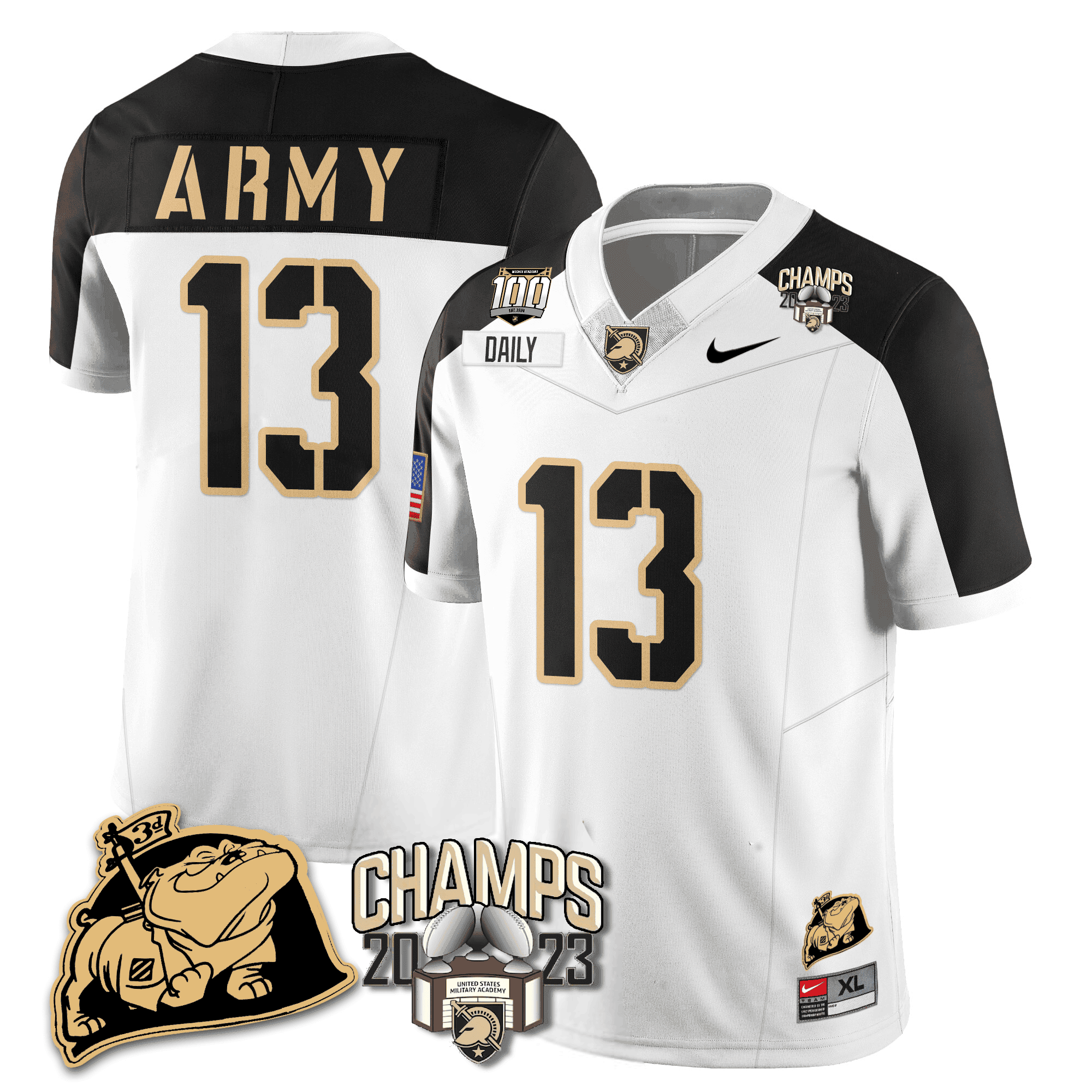Men’s Army Black Knights 2023 CIC Trophy Champion Patch Jersey – All Stitched