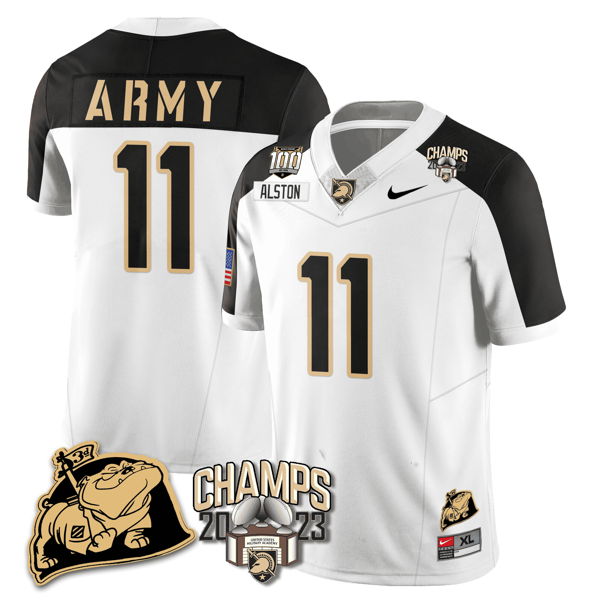 Men’s Army Black Knights 2023 CIC Trophy Champion Patch Jersey – All Stitched
