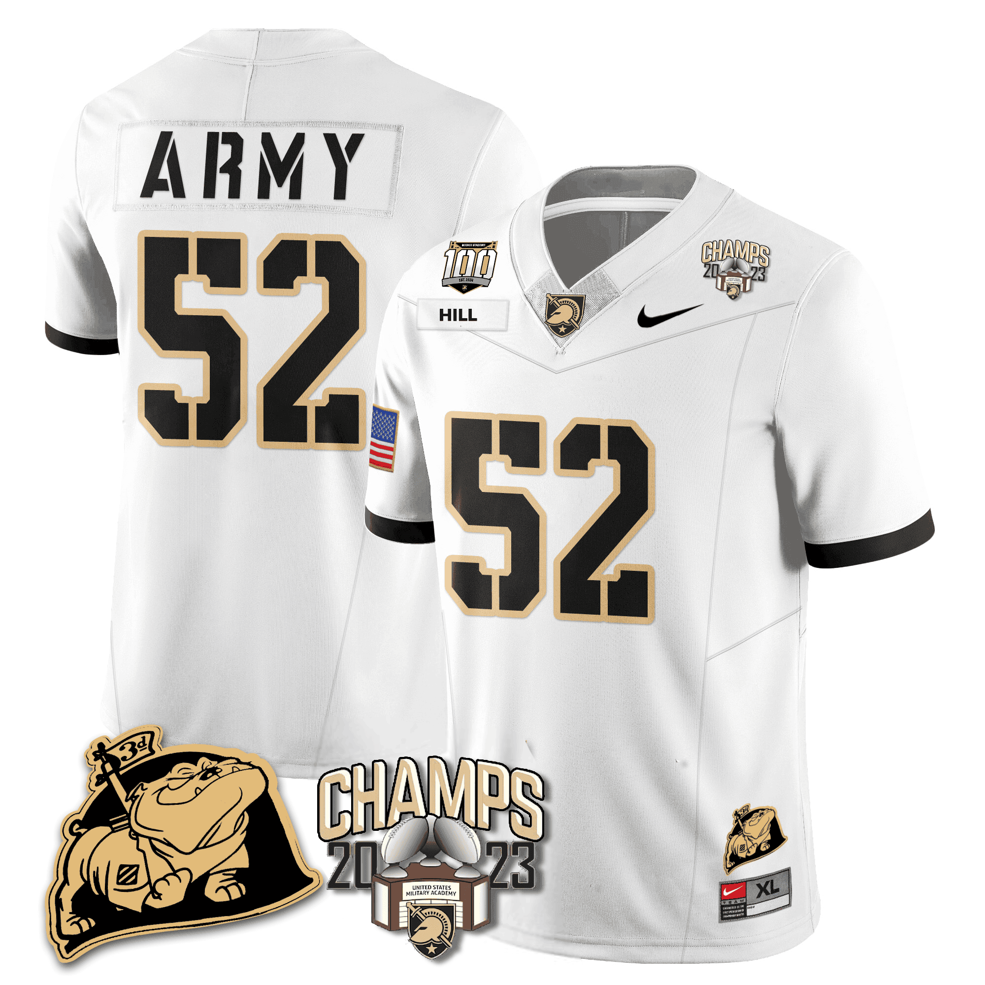 Men’s Army Black Knights 2023 CIC Trophy Champion Patch Jersey – All Stitched
