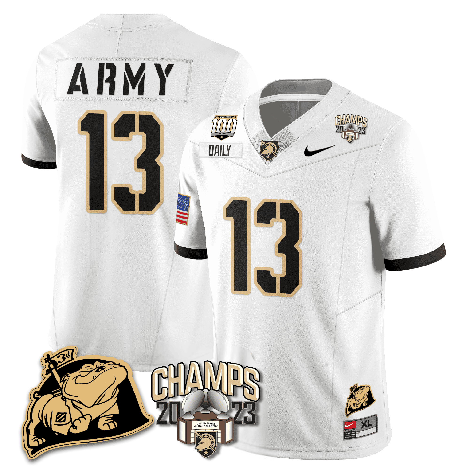 Men’s Army Black Knights 2023 CIC Trophy Champion Patch Jersey – All Stitched