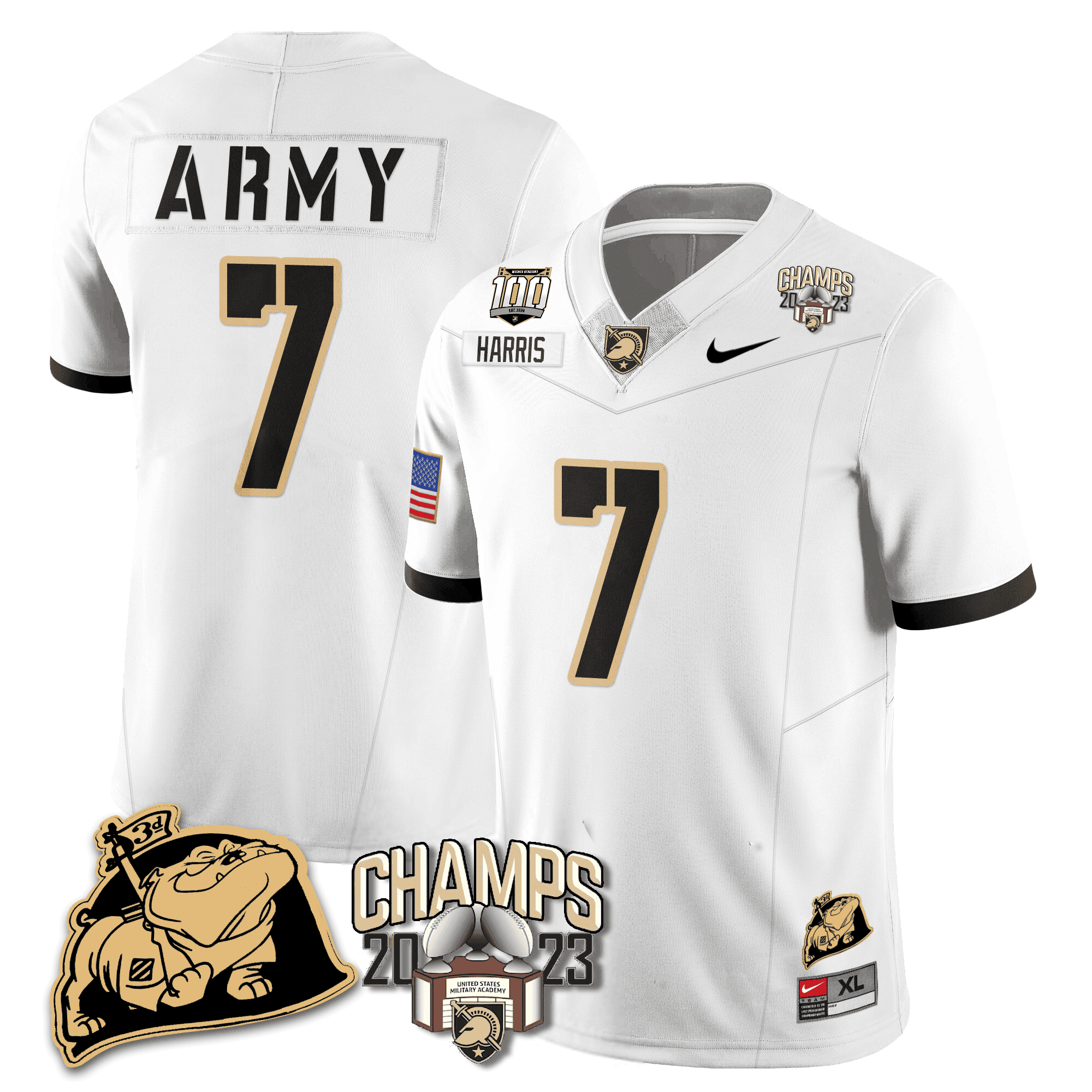 Men’s Army Black Knights 2023 CIC Trophy Champion Patch Jersey – All Stitched