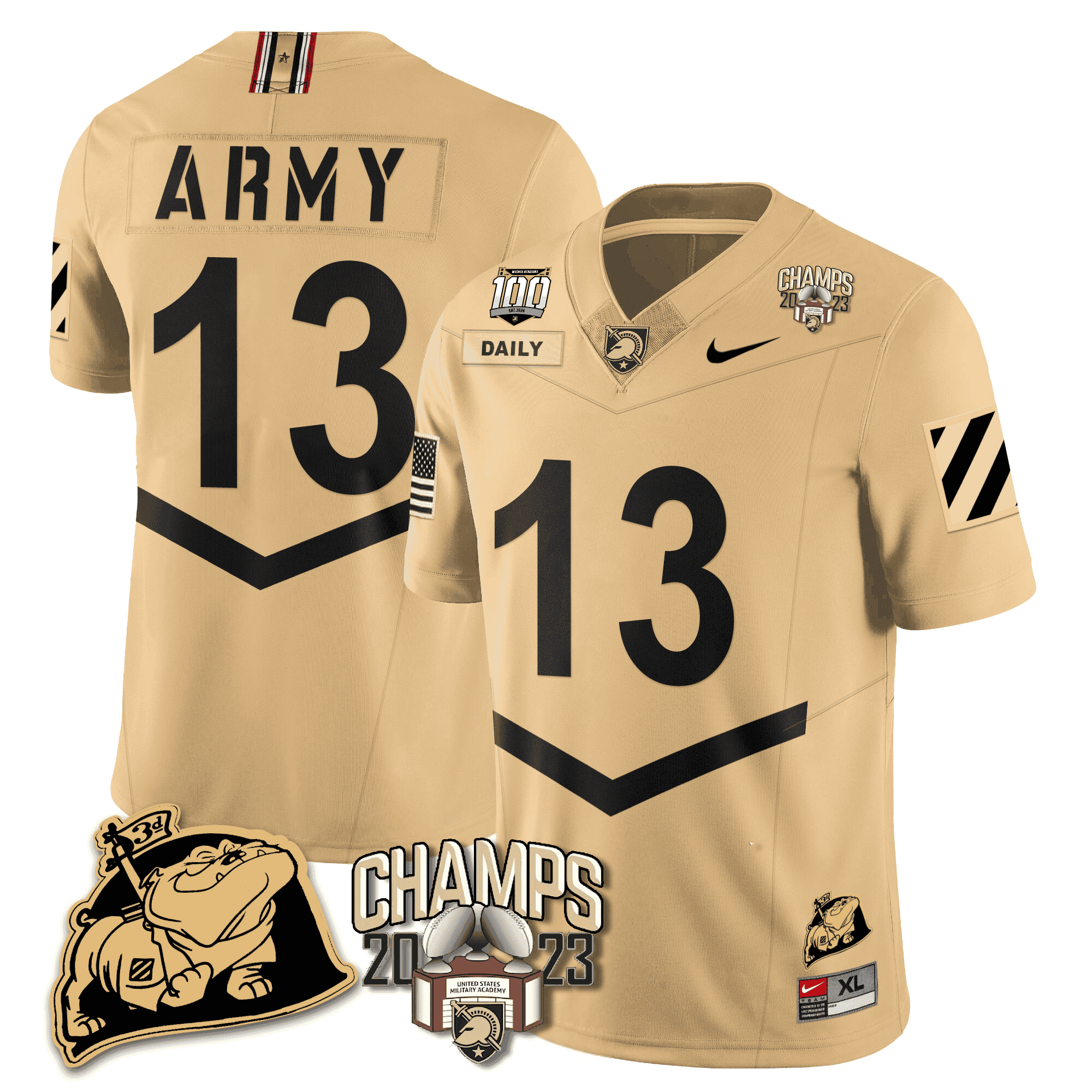 Men’s Army Black Knights 2023 CIC Trophy Champion Patch Jersey – All Stitched