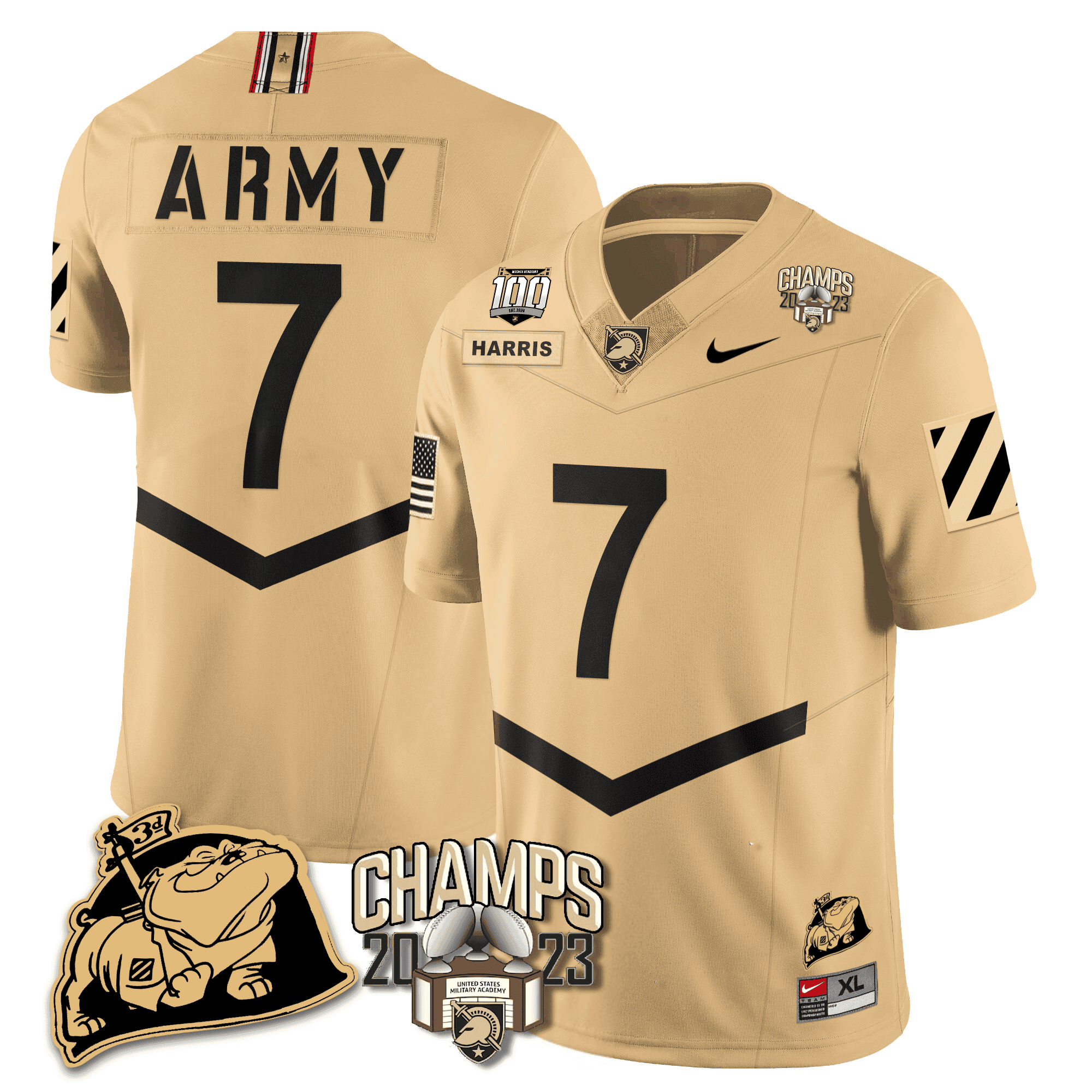 Men’s Army Black Knights 2023 CIC Trophy Champion Patch Jersey – All Stitched