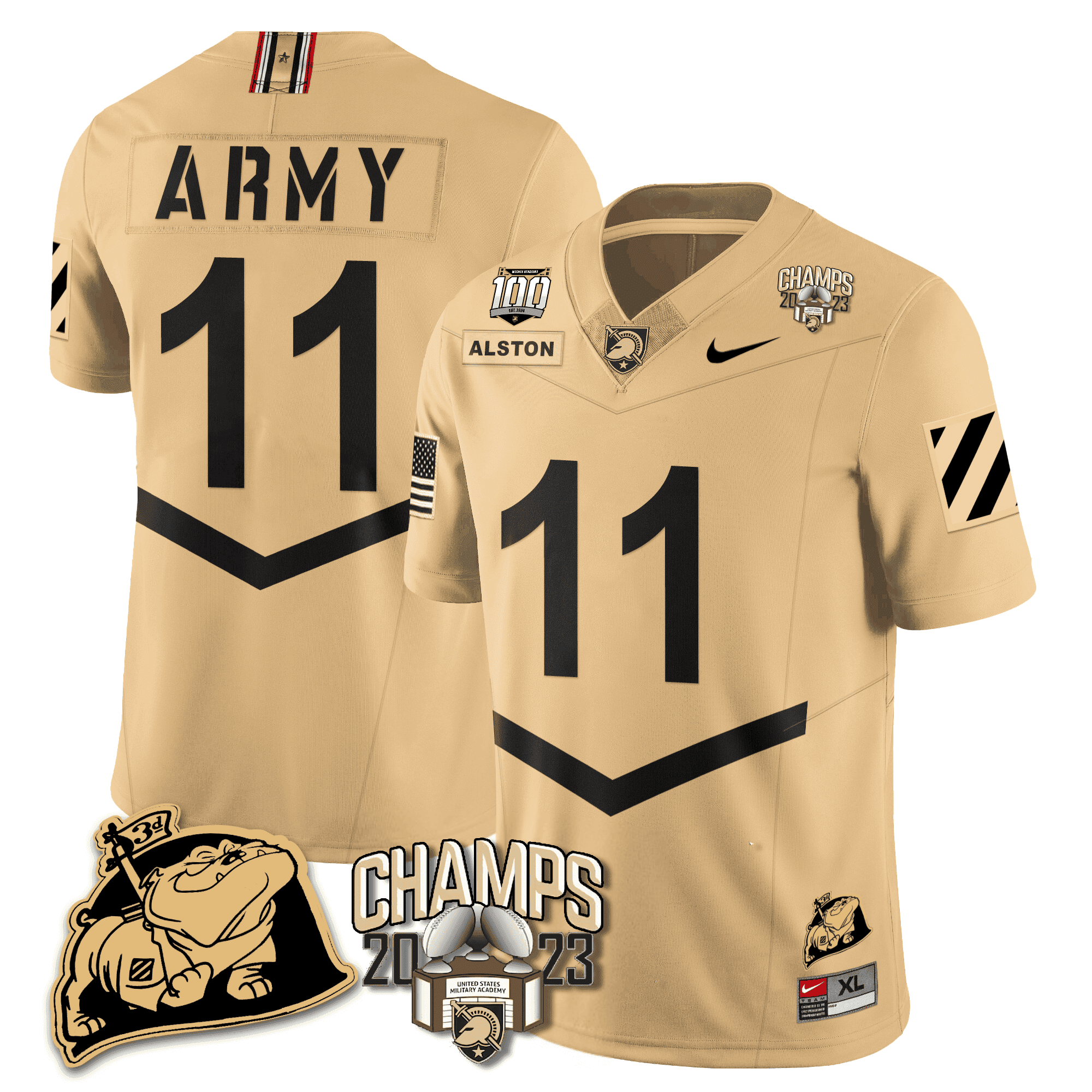 Men’s Army Black Knights 2023 CIC Trophy Champion Patch Jersey – All Stitched