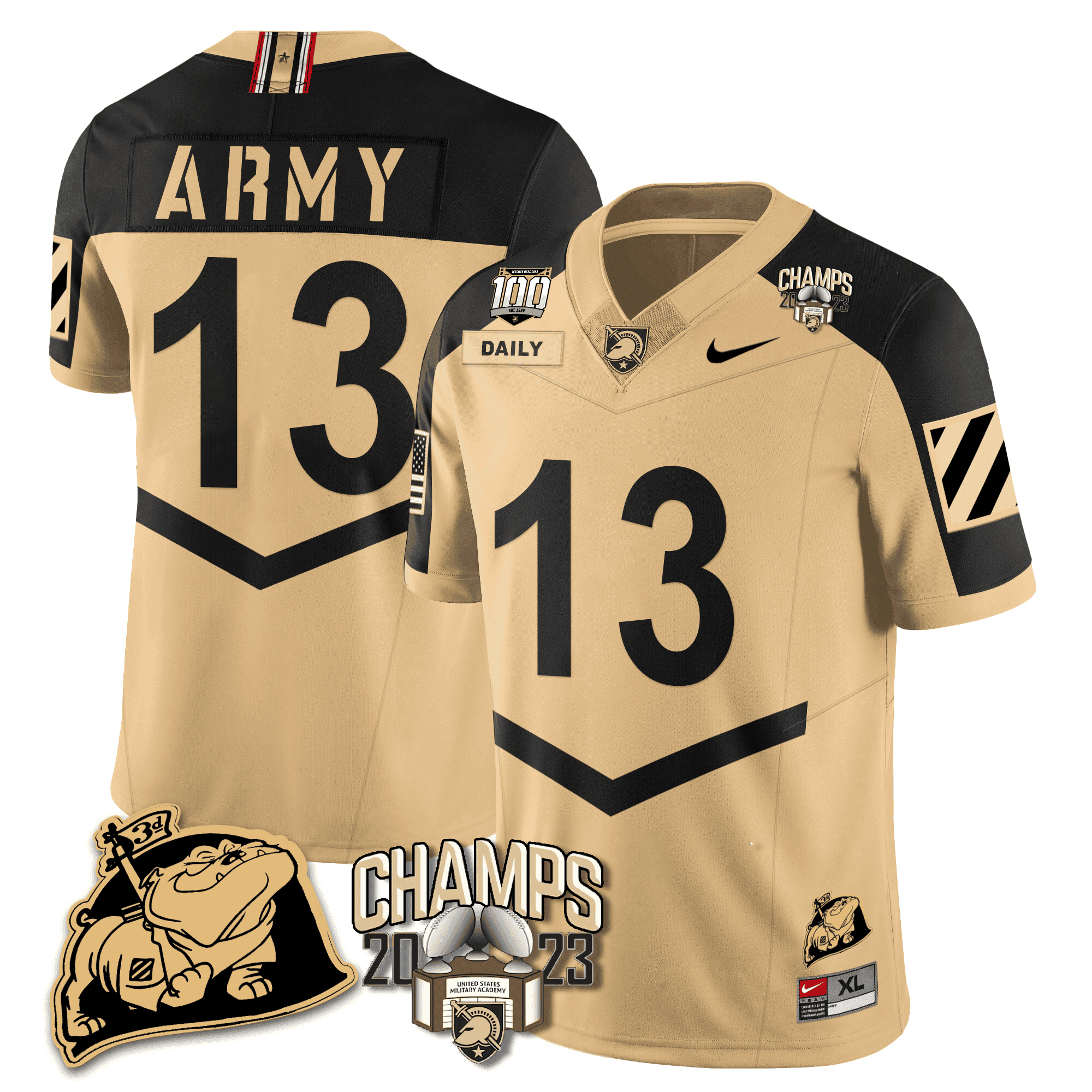 Men’s Army Black Knights 2023 CIC Trophy Champion Patch Jersey – All Stitched