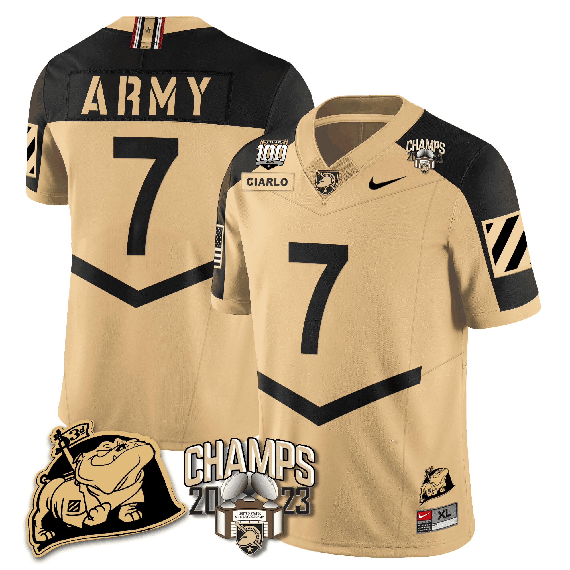 Men’s Army Black Knights 2023 CIC Trophy Champion Patch Jersey – All Stitched