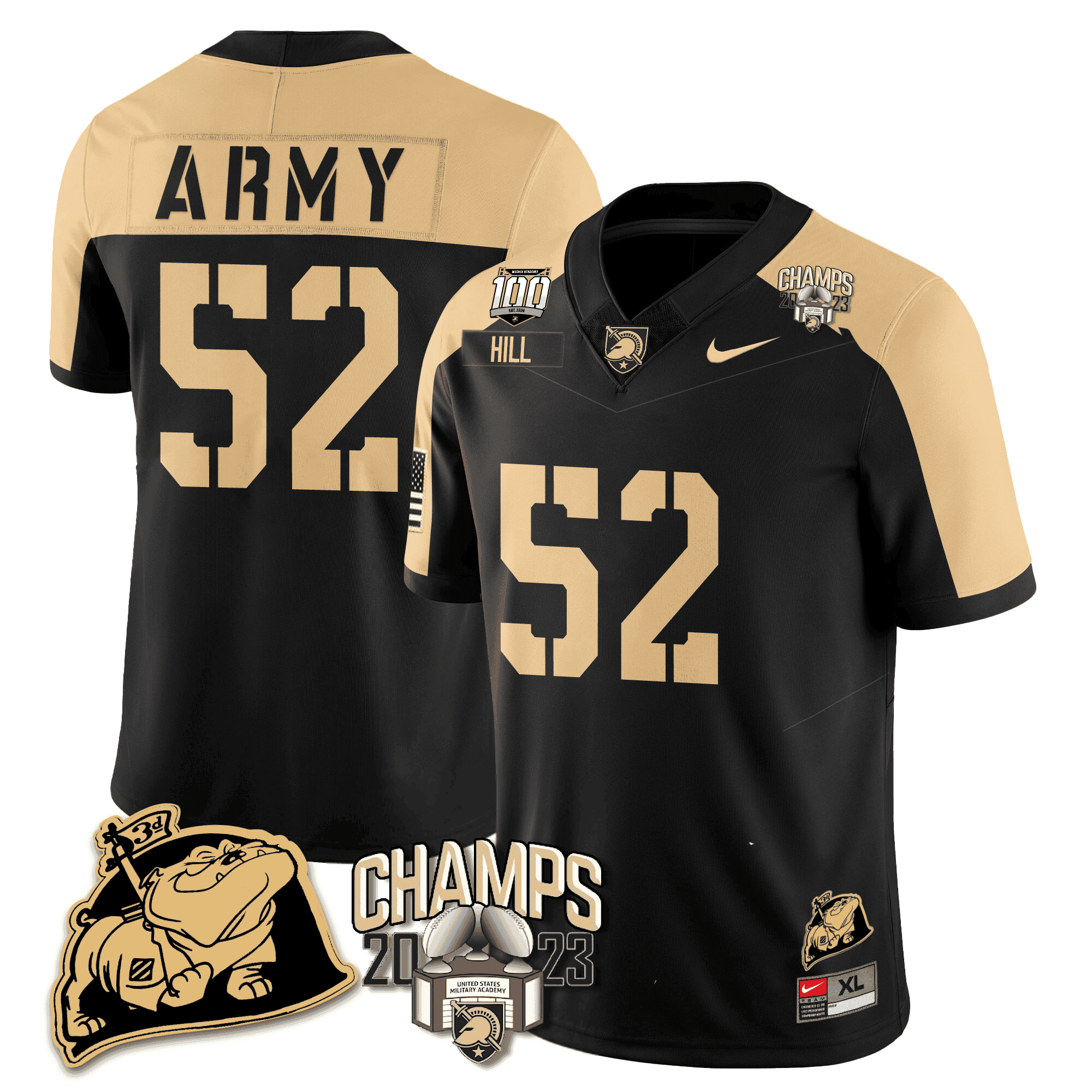 Men’s Army Black Knights 2023 CIC Trophy Champion Patch Jersey – All Stitched