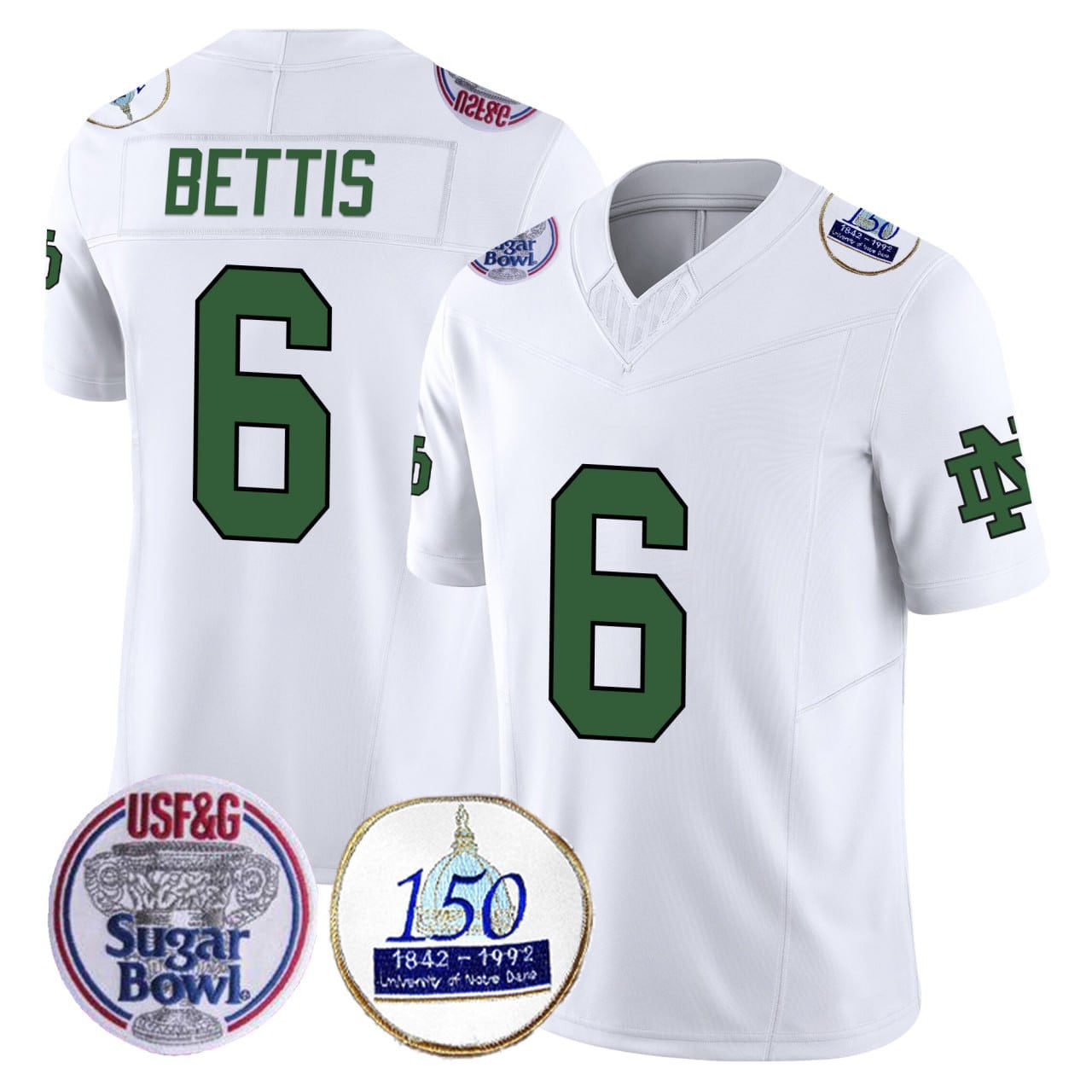 Jerome Bettis Notre Dame 1992 Sugar Bowl Patch White Jersey – All Stitched