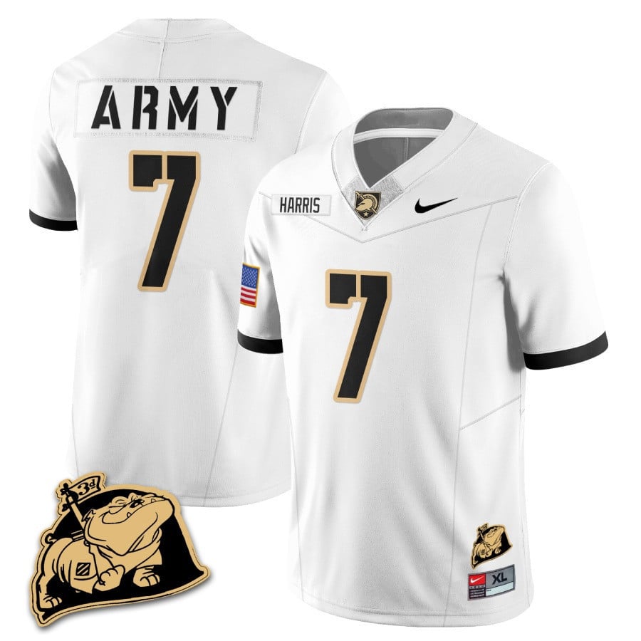 Men? Army Black Knights Rocky The Bulldog Patch Jersey – All Stitched