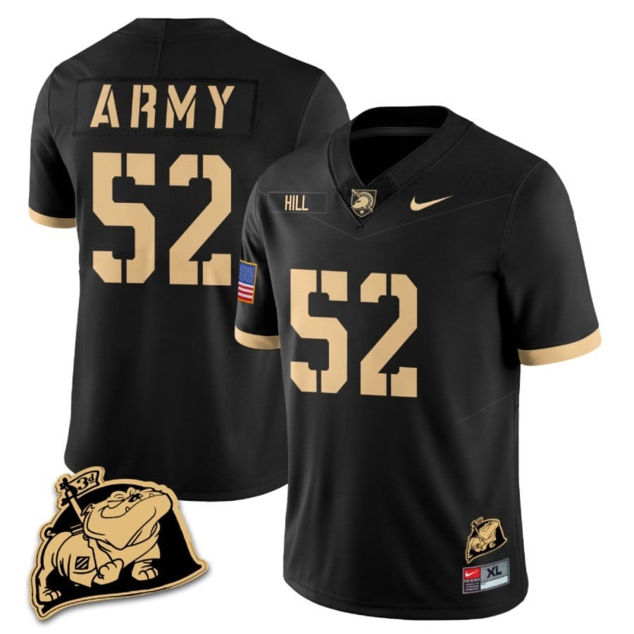 Men? Army Black Knights Rocky The Bulldog Patch Jersey – All Stitched