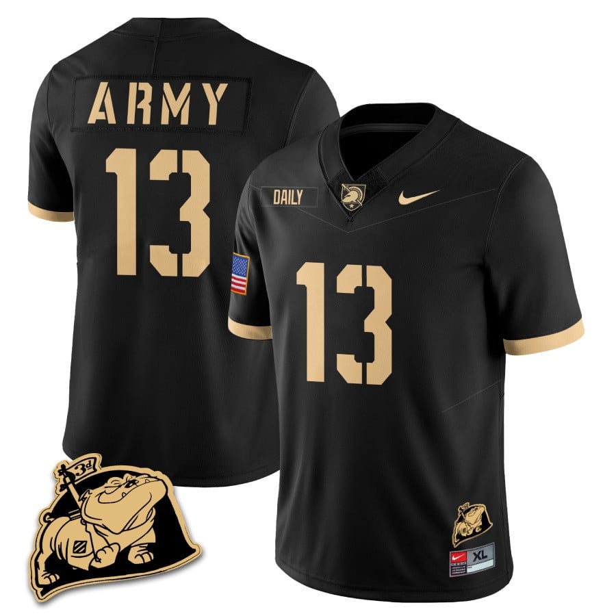 Men? Army Black Knights Rocky The Bulldog Patch Jersey – All Stitched