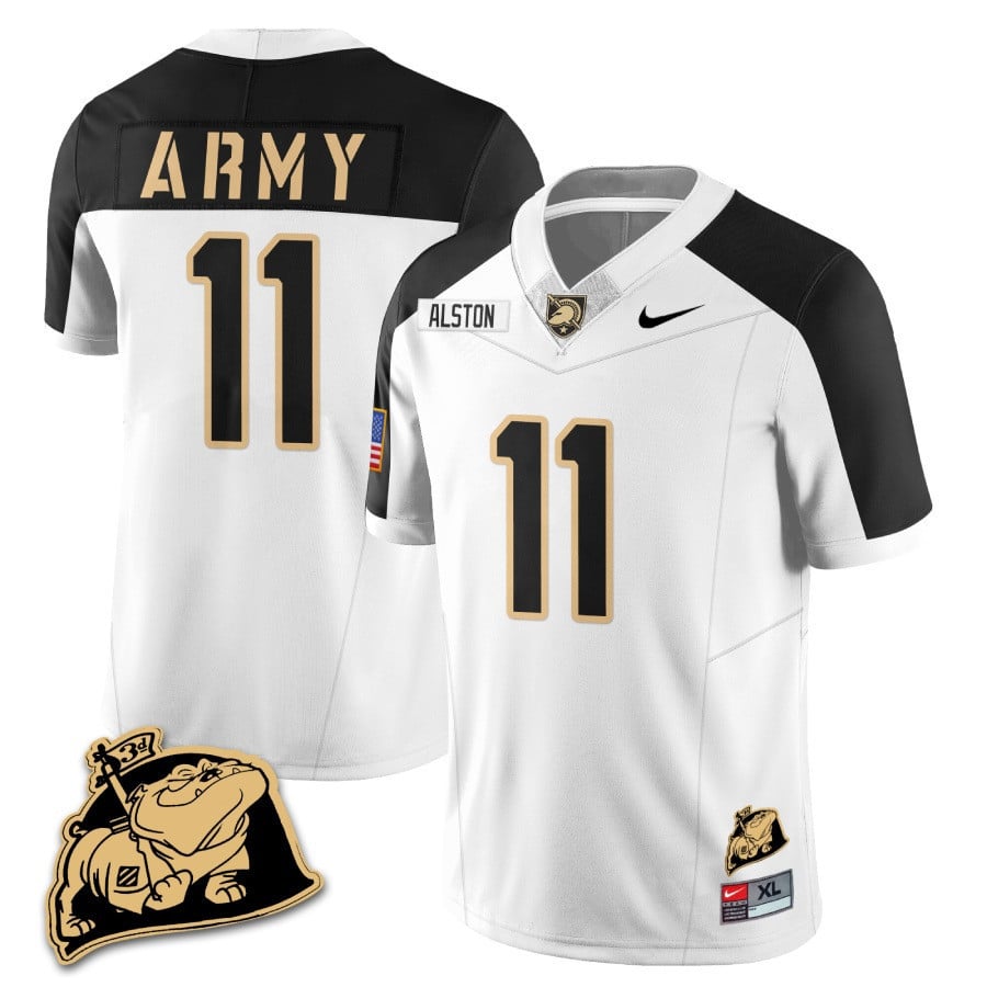 Men? Army Black Knights Rocky The Bulldog Patch Jersey – All Stitched