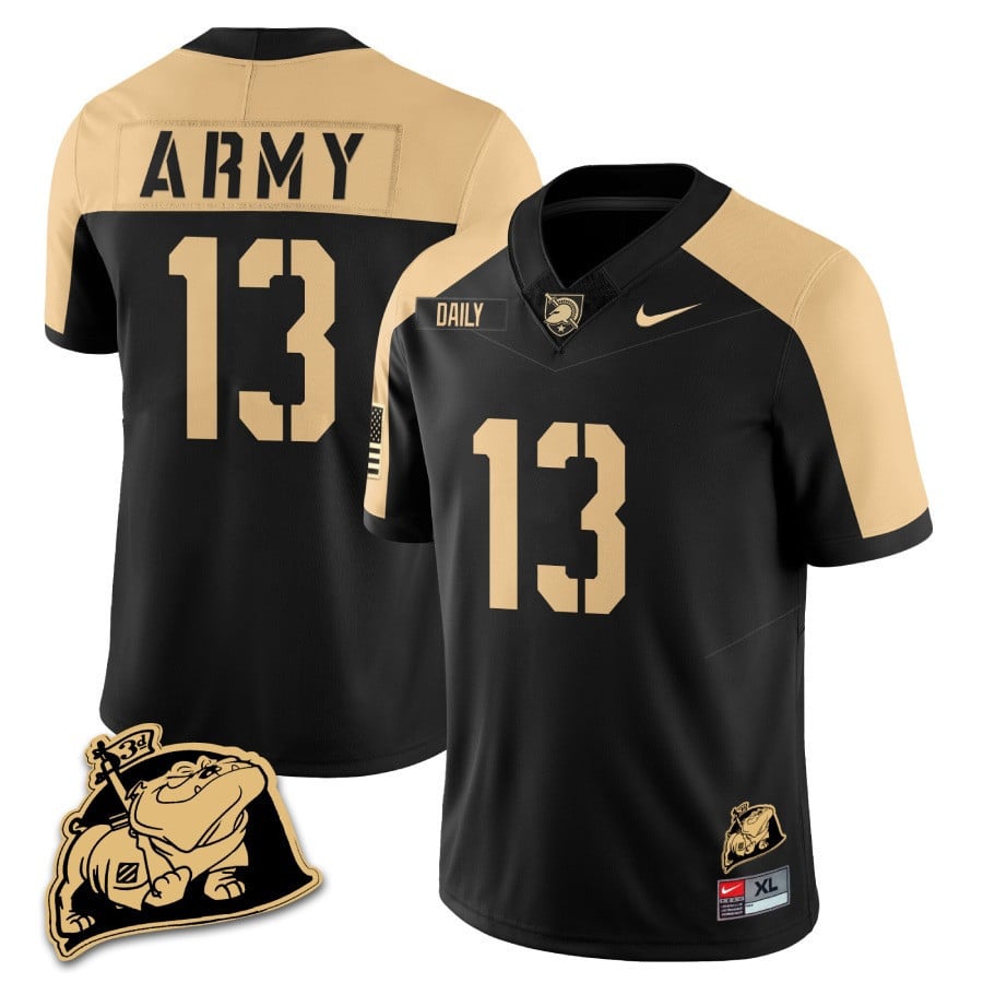 Men? Army Black Knights Rocky The Bulldog Patch Jersey – All Stitched