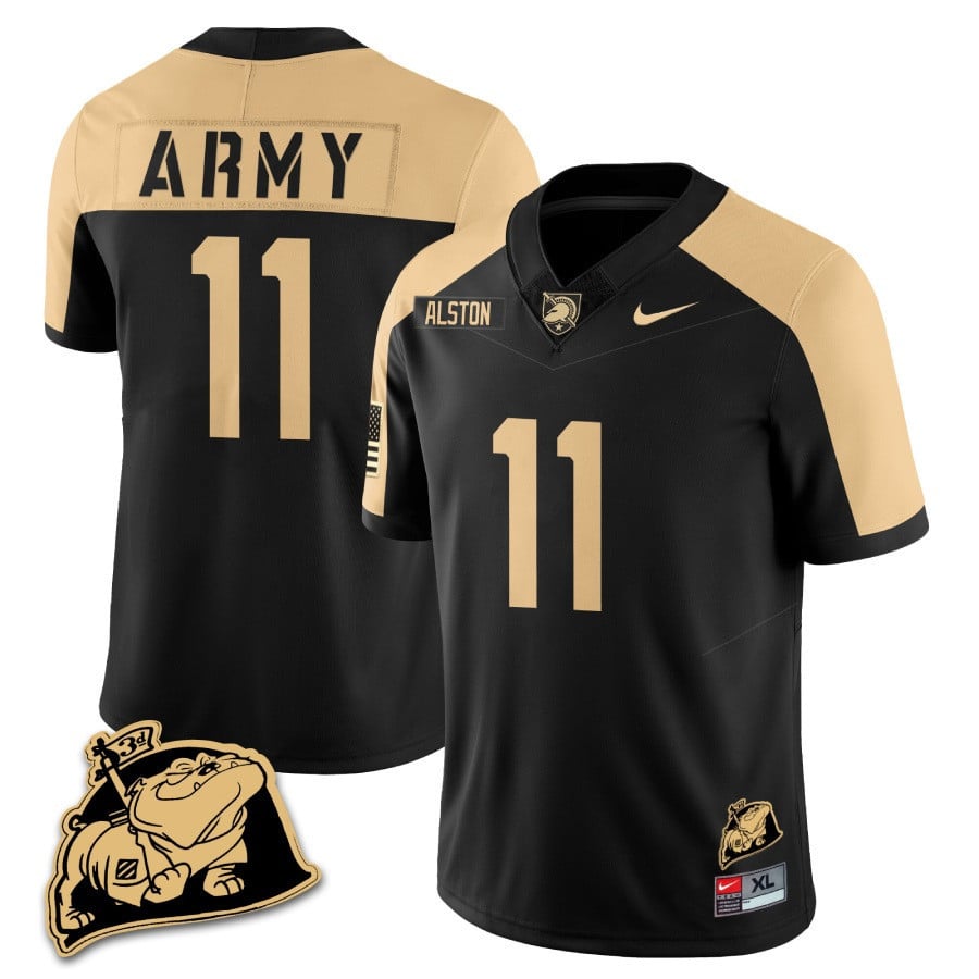 Men? Army Black Knights Rocky The Bulldog Patch Jersey – All Stitched