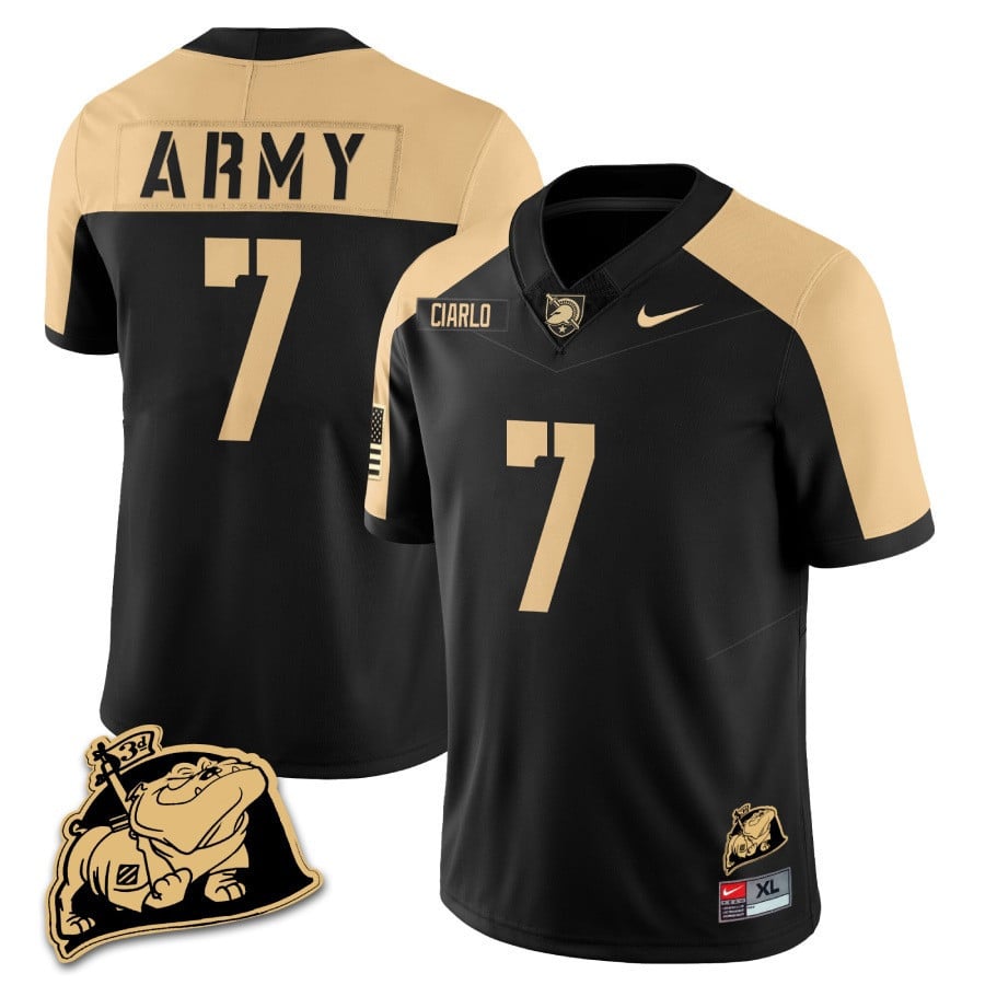 Men? Army Black Knights Rocky The Bulldog Patch Jersey – All Stitched