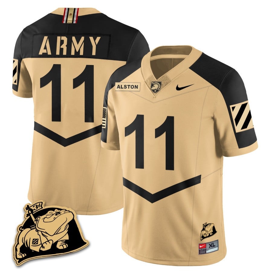 Men? Army Black Knights Rocky The Bulldog Patch Jersey – All Stitched