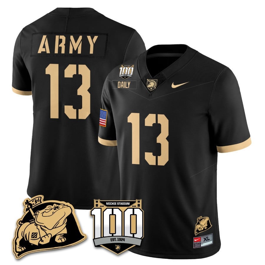 Men’s Army Black Knights 100th Anniversary Patch Vapor Jersey – All Stitched