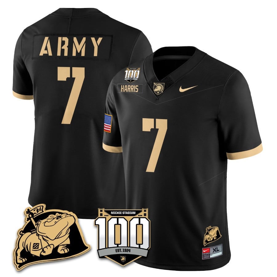 Men’s Army Black Knights 100th Anniversary Patch Vapor Jersey – All Stitched