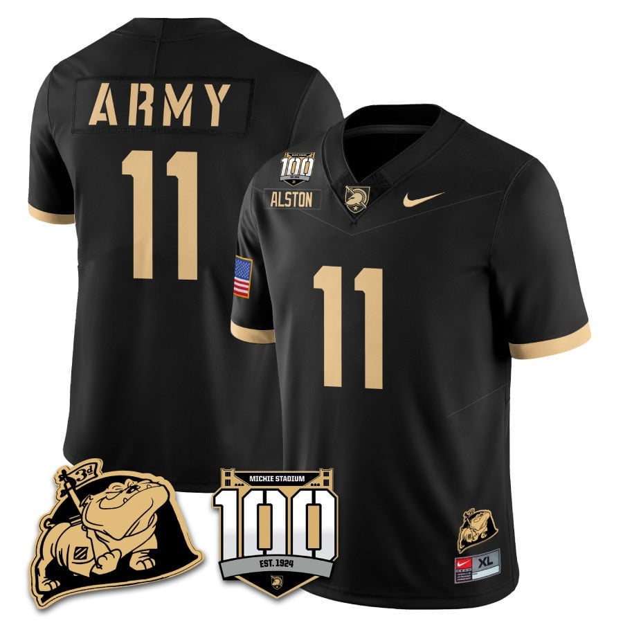 Men’s Army Black Knights 100th Anniversary Patch Vapor Jersey – All Stitched