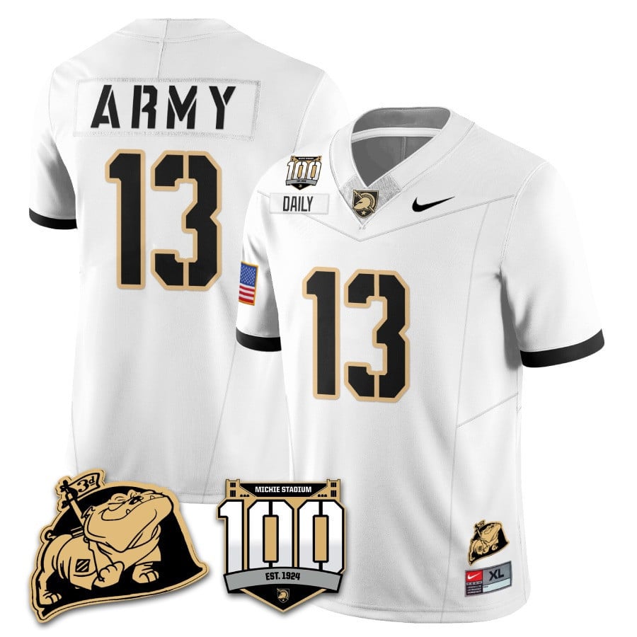 Men’s Army Black Knights 100th Anniversary Patch Vapor Jersey – All Stitched