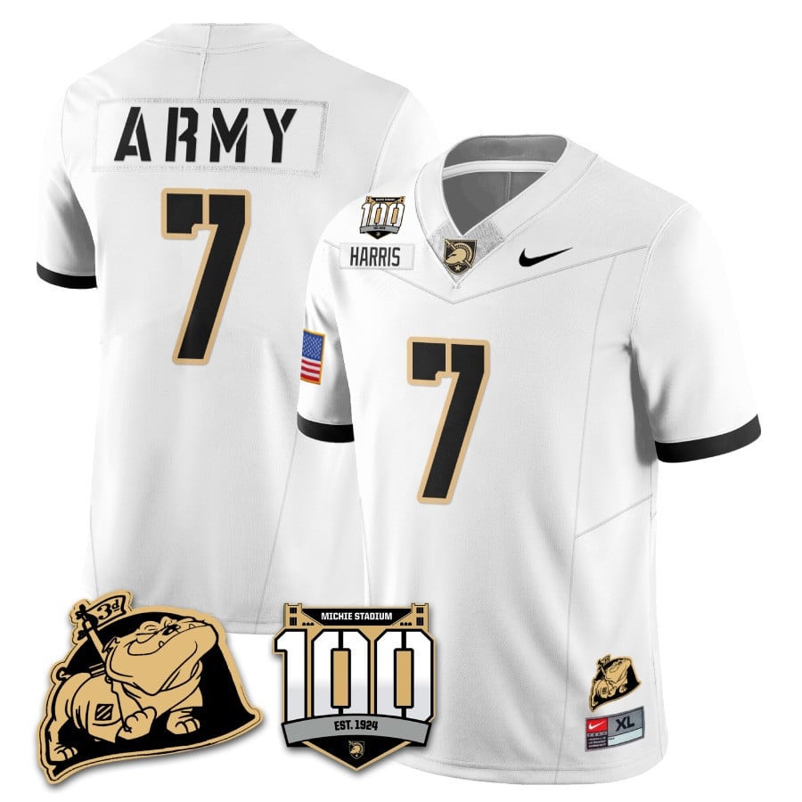 Men’s Army Black Knights 100th Anniversary Patch Vapor Jersey – All Stitched
