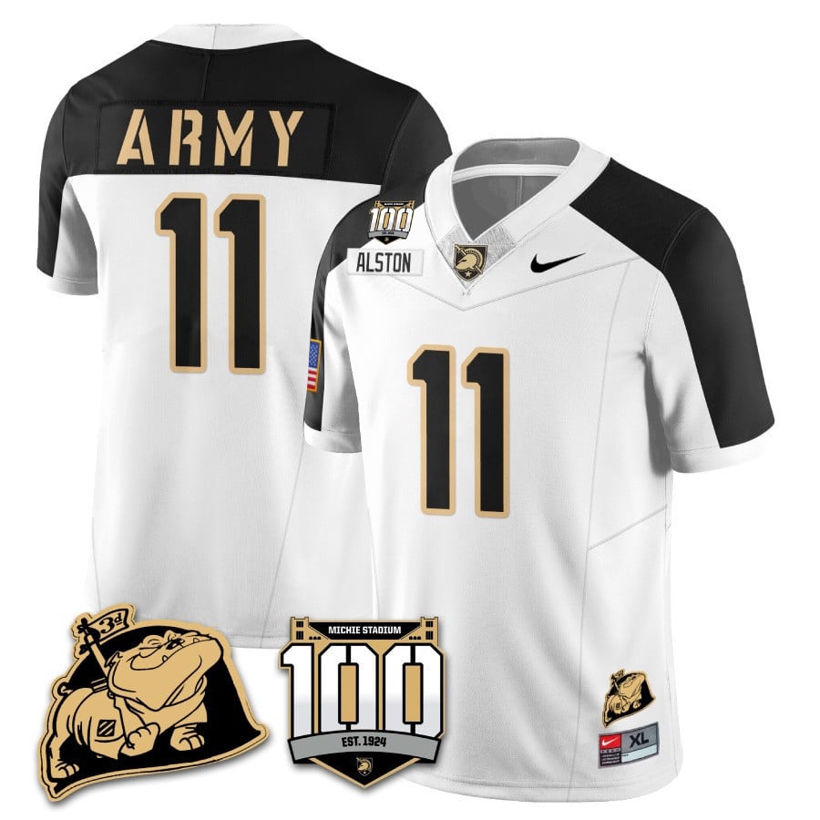 Men’s Army Black Knights 100th Anniversary Patch Vapor Jersey – All Stitched