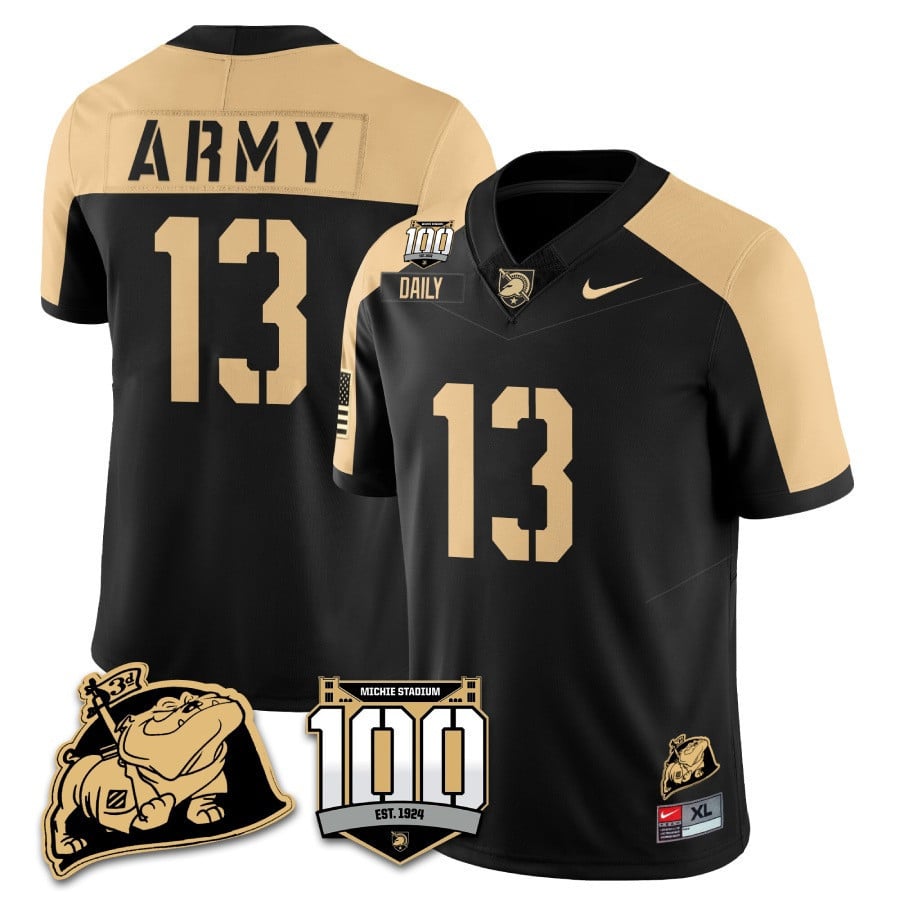 Men’s Army Black Knights 100th Anniversary Patch Vapor Jersey – All Stitched