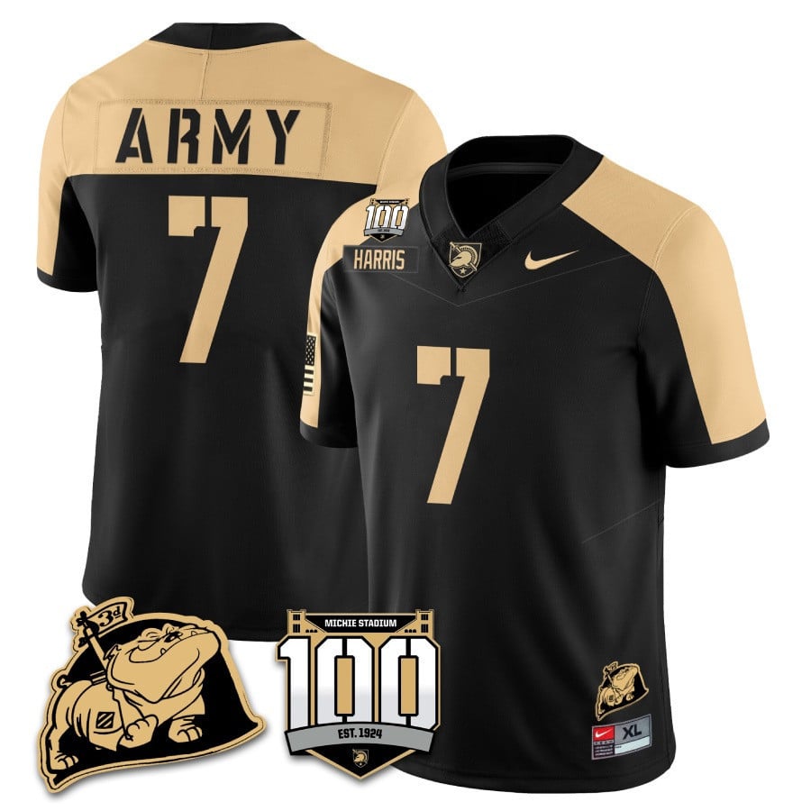 Men’s Army Black Knights 100th Anniversary Patch Vapor Jersey – All Stitched
