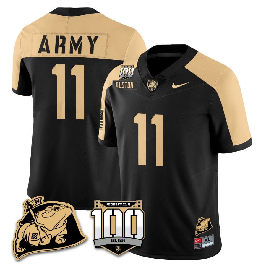 Men’s Army Black Knights 100th Anniversary Patch Vapor Jersey – All Stitched