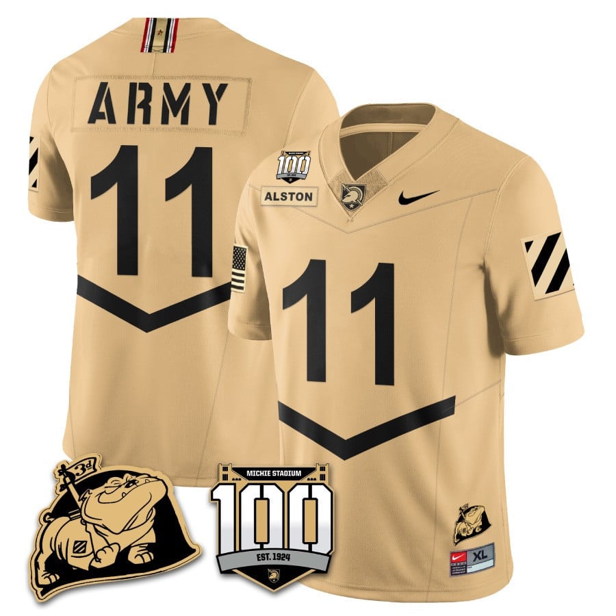 Men’s Army Black Knights 100th Anniversary Patch Vapor Jersey – All Stitched