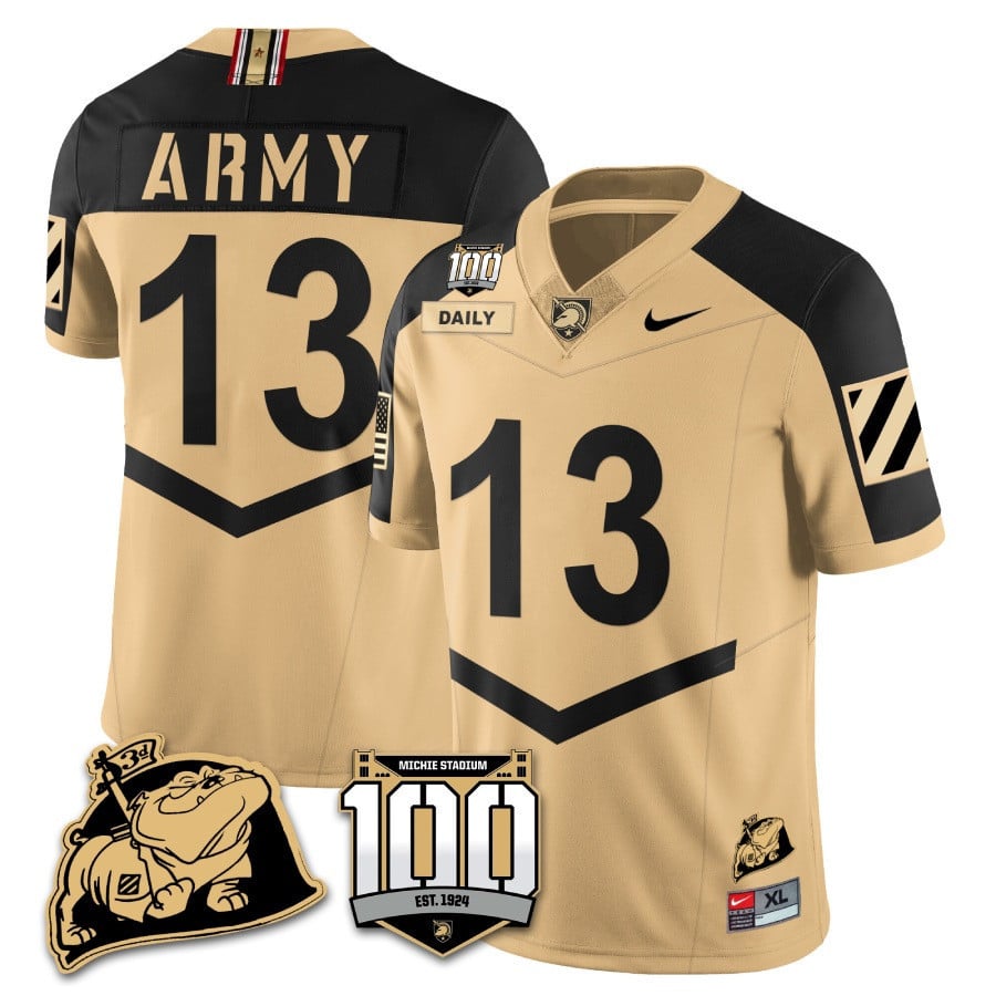 Men’s Army Black Knights 100th Anniversary Patch Vapor Jersey – All Stitched
