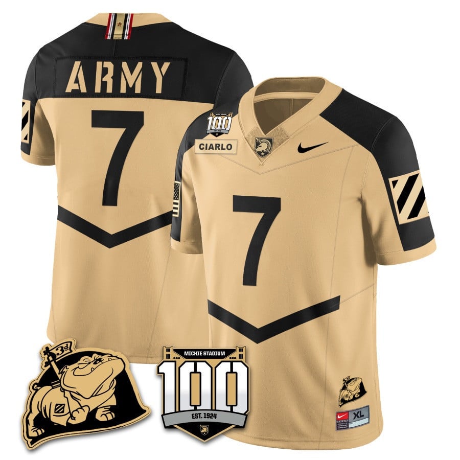 Men’s Army Black Knights 100th Anniversary Patch Vapor Jersey – All Stitched