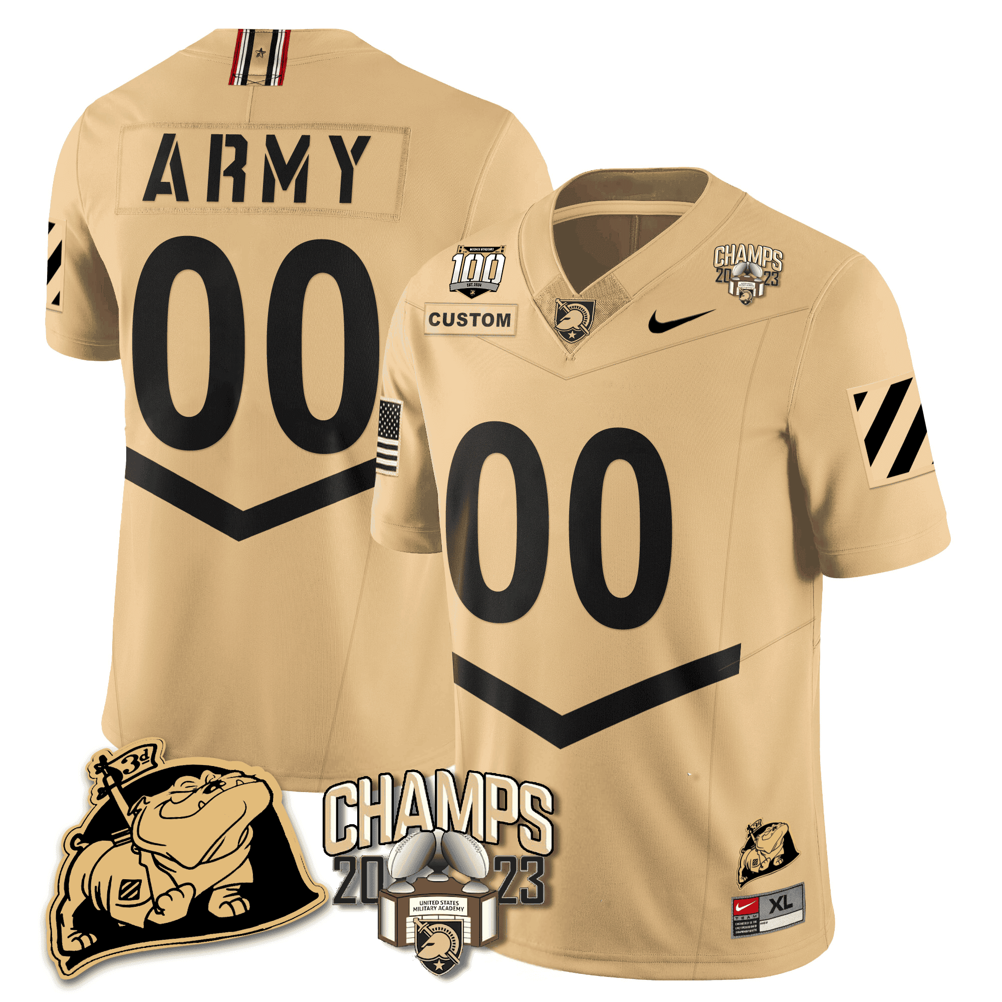 Army Black Knights 2023 CIC Trophy Champion Patch Custom Jersey – All Stitched