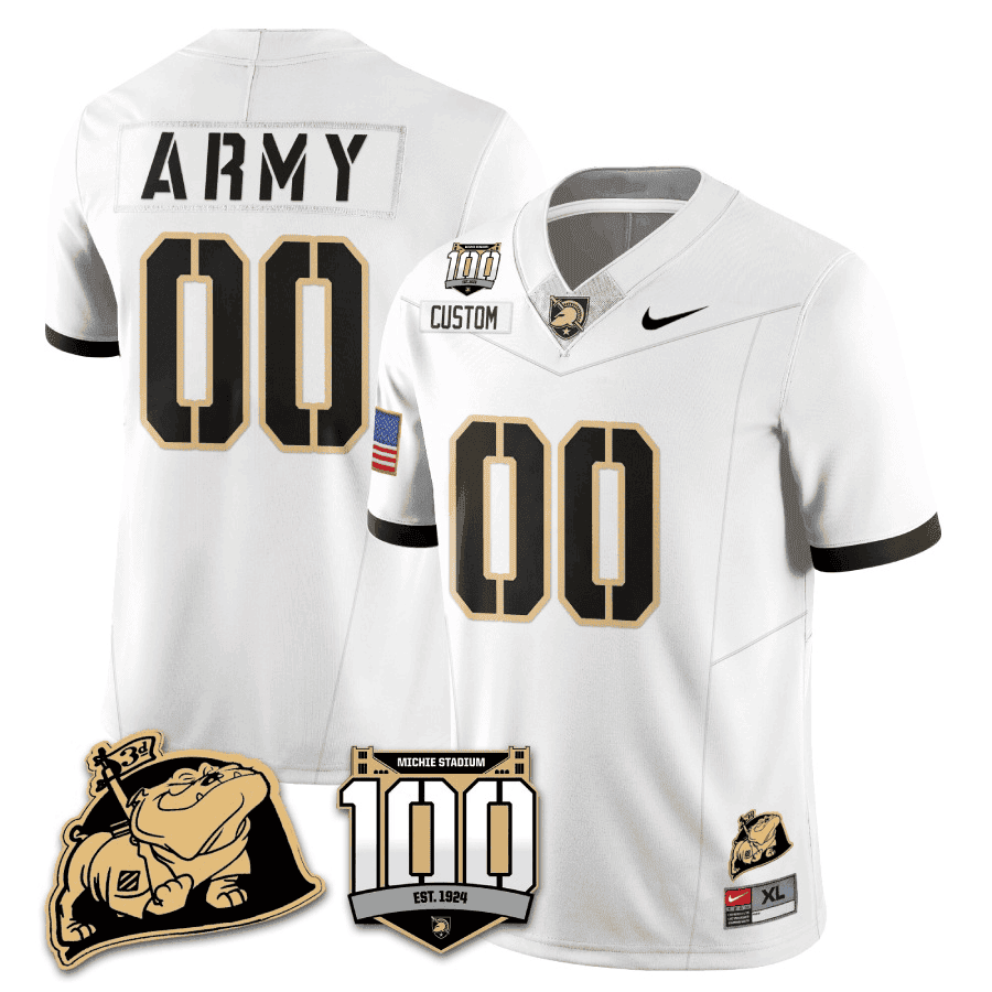 Army Black Knights 100th Anniversary Patch Vapor Custom Jersey – All Stitched