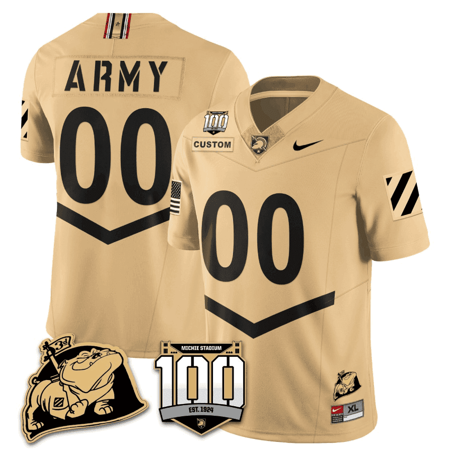 Army Black Knights 100th Anniversary Patch Vapor Custom Jersey – All Stitched