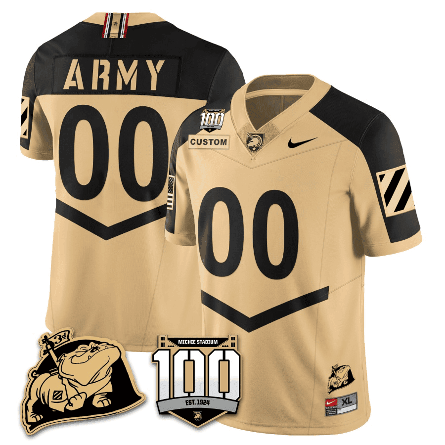 Army Black Knights 100th Anniversary Patch Vapor Custom Jersey – All Stitched