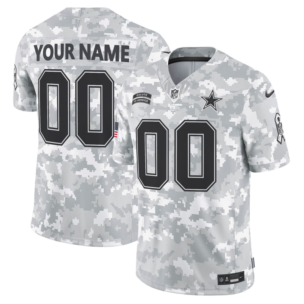 Arctic Camo Dallas Cowboys 2024 Salute to Service Custom Jersey – All Stitched – All Stitched