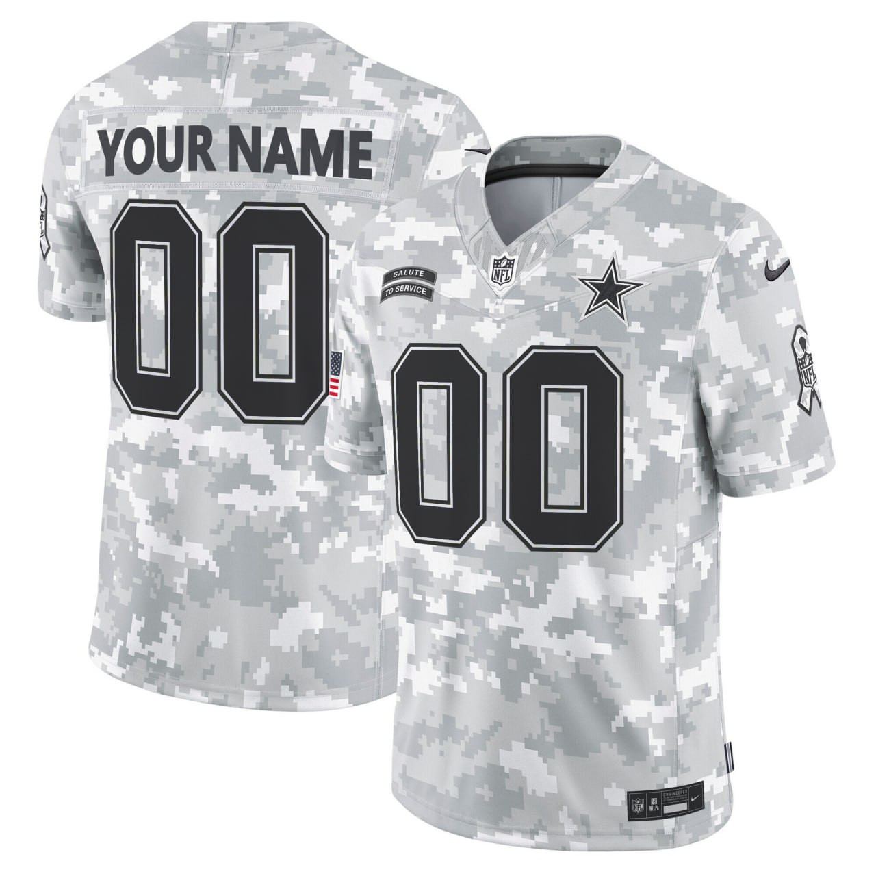 Arctic Camo Dallas Cowboys 2024 Salute to Service Custom Jersey – All Stitched – All Stitched