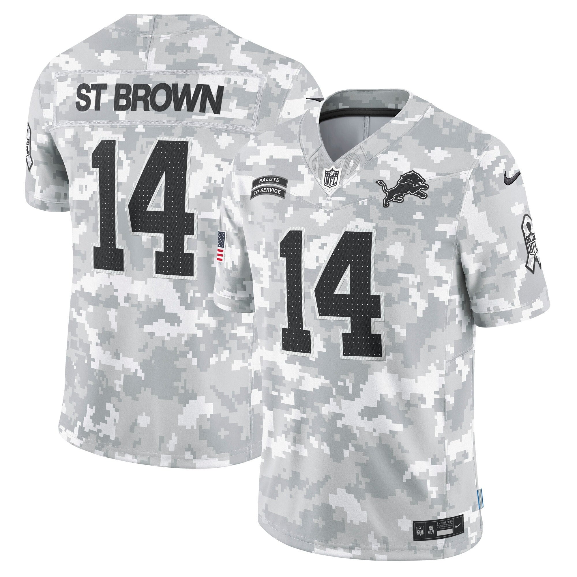 Detroit Lions 2024 Salute to Service Vapor Limited Jersey – Arctic Camo – All Stitched
