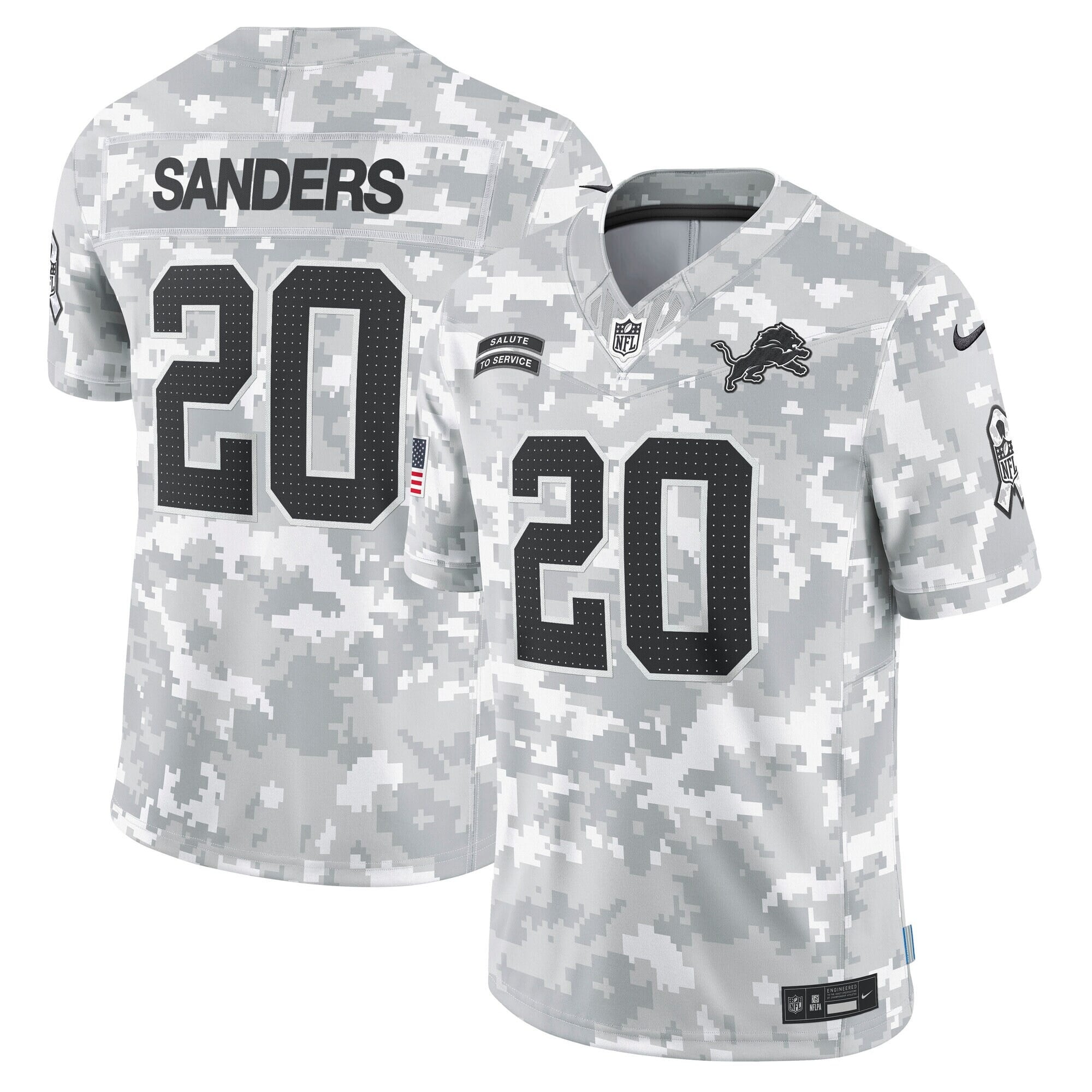 Detroit Lions 2024 Salute to Service Vapor Limited Jersey – Arctic Camo – All Stitched