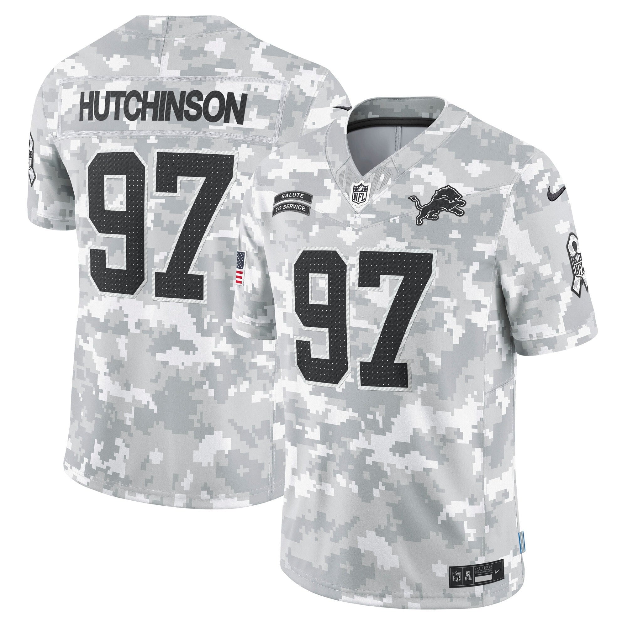 Detroit Lions 2024 Salute to Service Vapor Limited Jersey – Arctic Camo – All Stitched