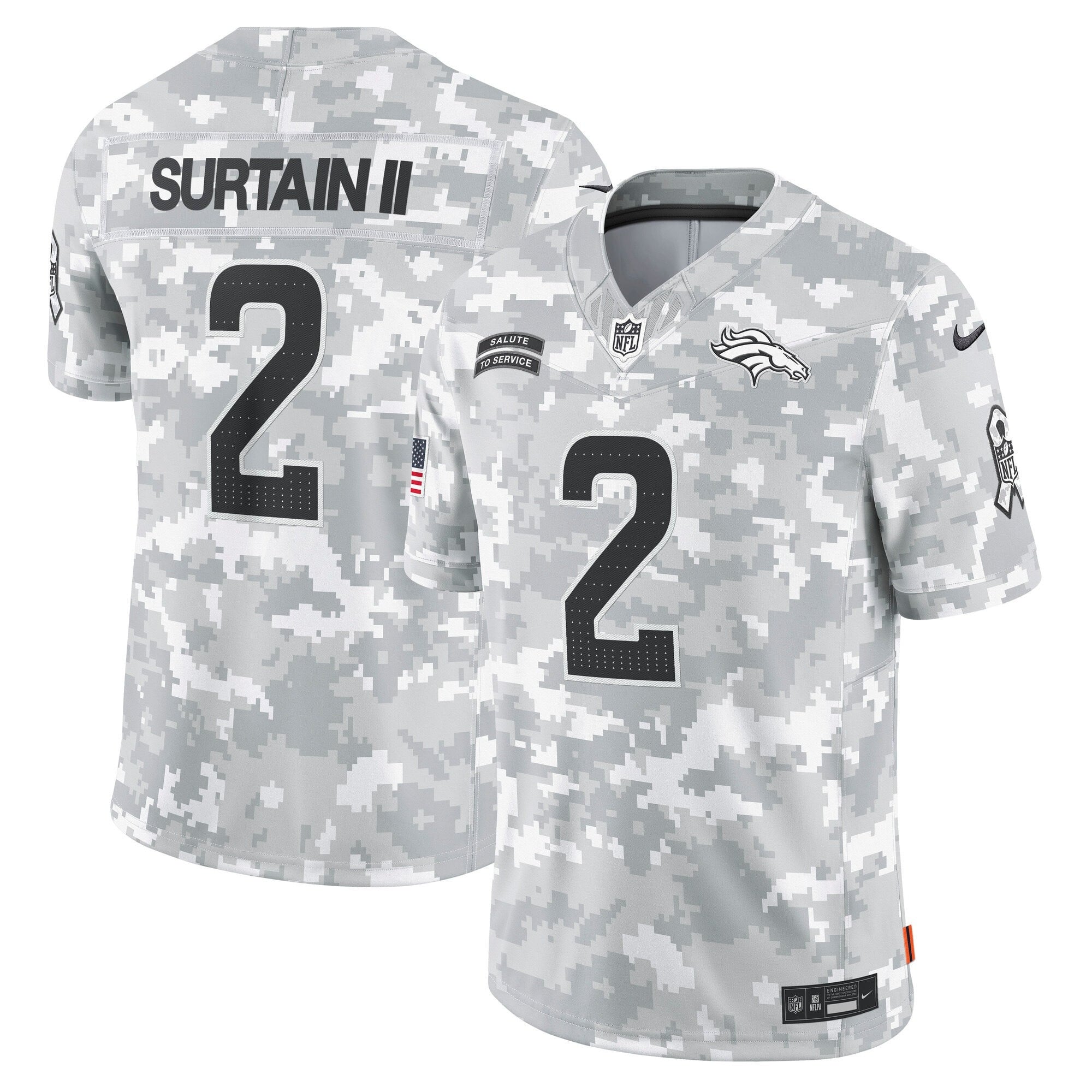 Denver Broncos 2024 Salute to Service Vapor Limited Jersey – Arctic Camo – All Stitched