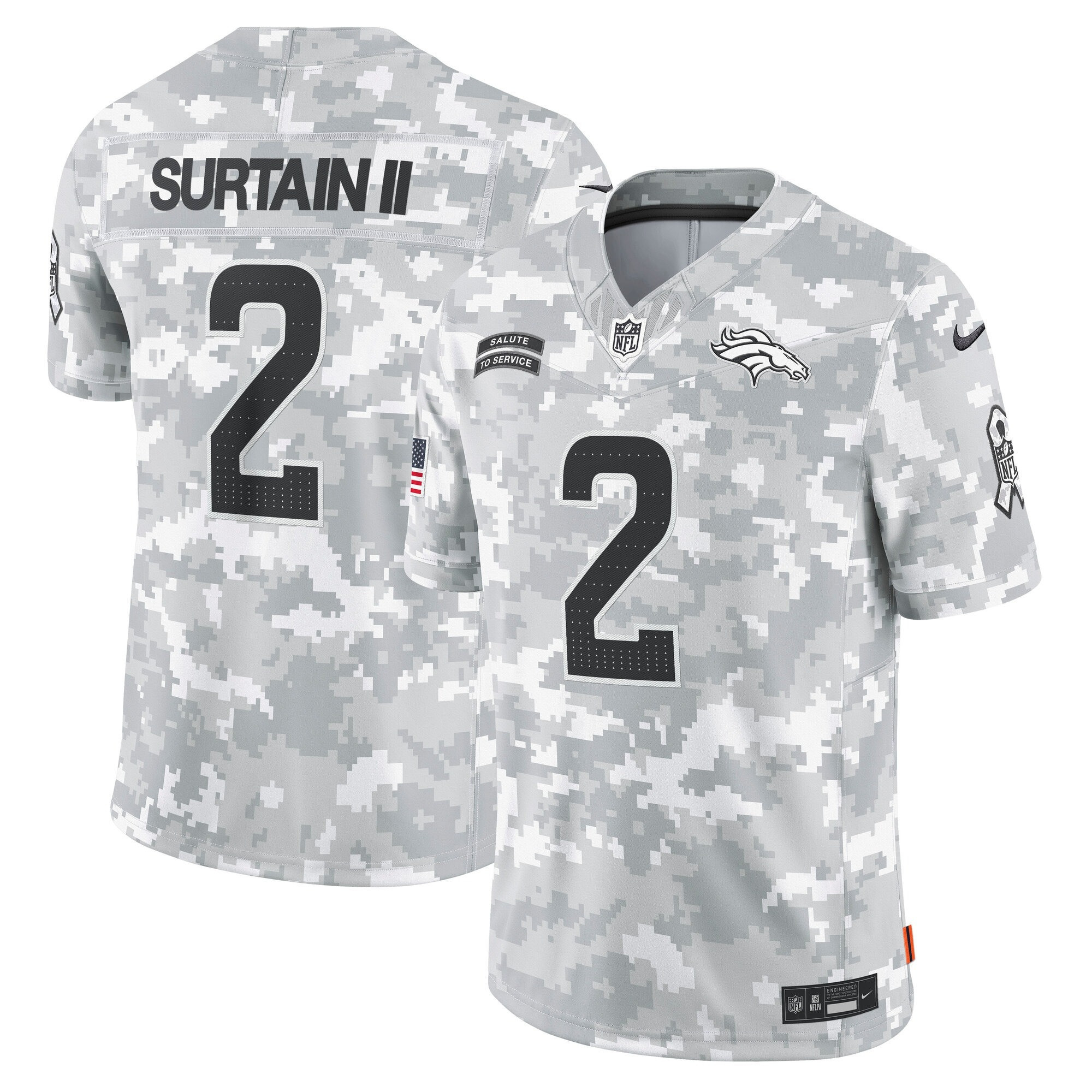 Denver Broncos 2024 Salute to Service Vapor Limited Jersey – Arctic Camo – All Stitched